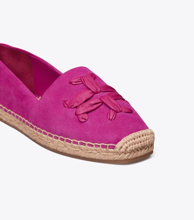 Tory Burch Fuchsia Woven Double T Aline Espadrille