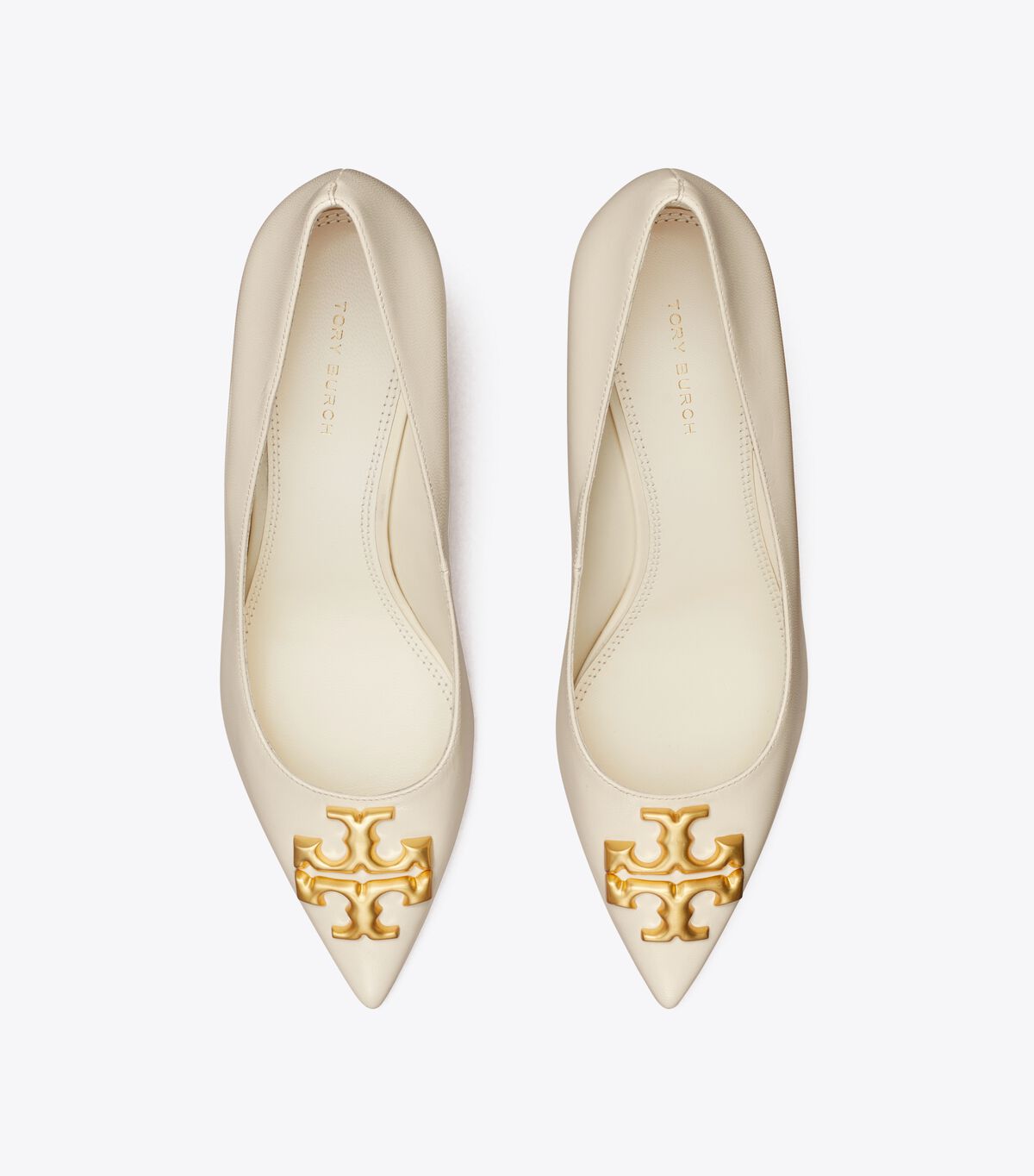 Tory Burch White Eleanor Angled Heels
