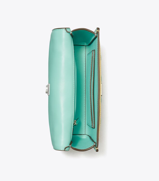 Tory Burch Turquoise / Lemon Small Fleming Patent Border Convertible Shoulder Bags