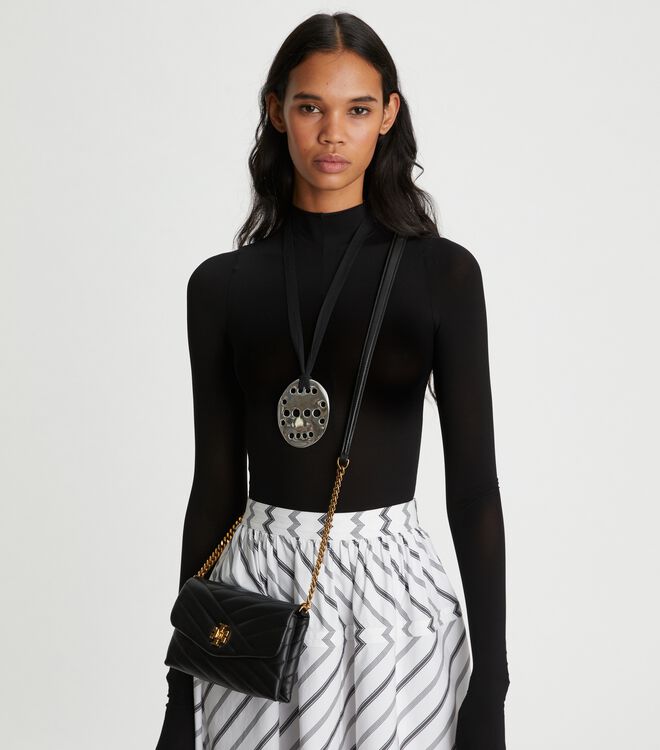 Tory Burch Black Kira Chevron Crossbody Bags