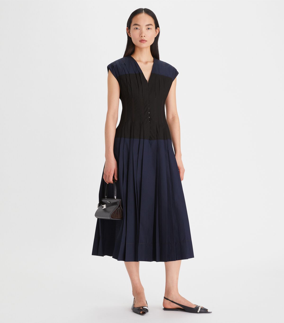 Tory Burch Navy Cotton Poplin Claire Mccardell Dress