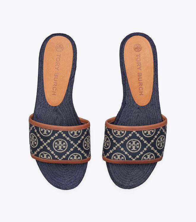 Tory Burch Navy / Brown T Monogram Espadrille