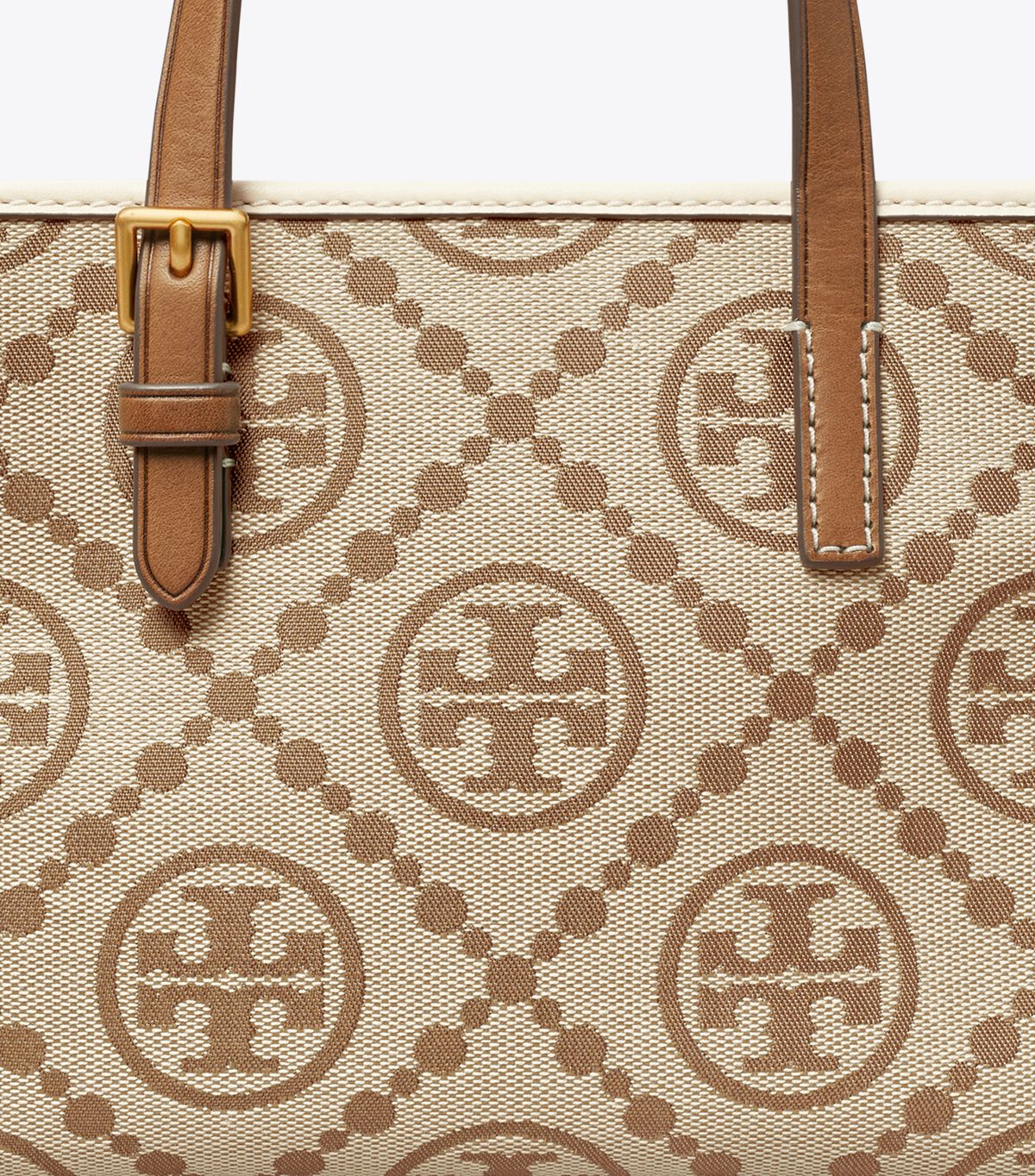 Tory Burch Brown / White T Monogram Square Mini Bag