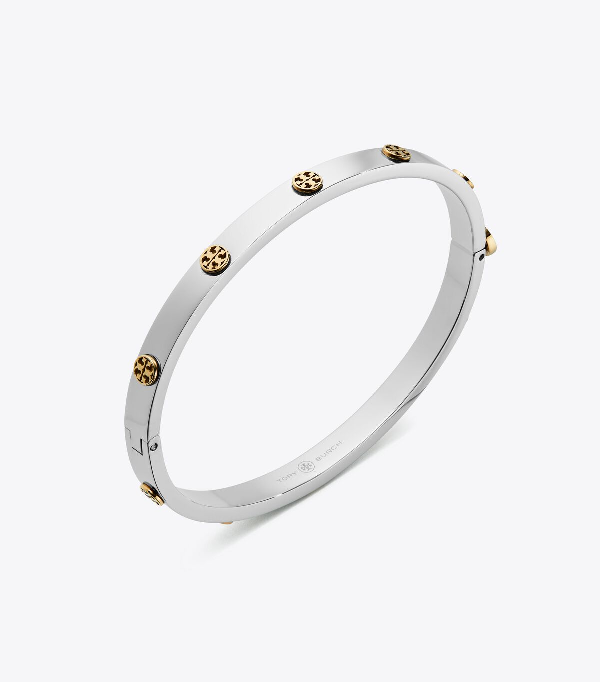 Tory Burch Silver / Gold Miller Stud Hinge 5mm Bracelet
