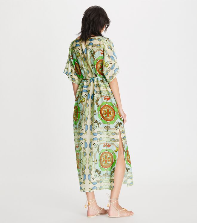 Tory Burch Green Printed Cotton Silk Dress