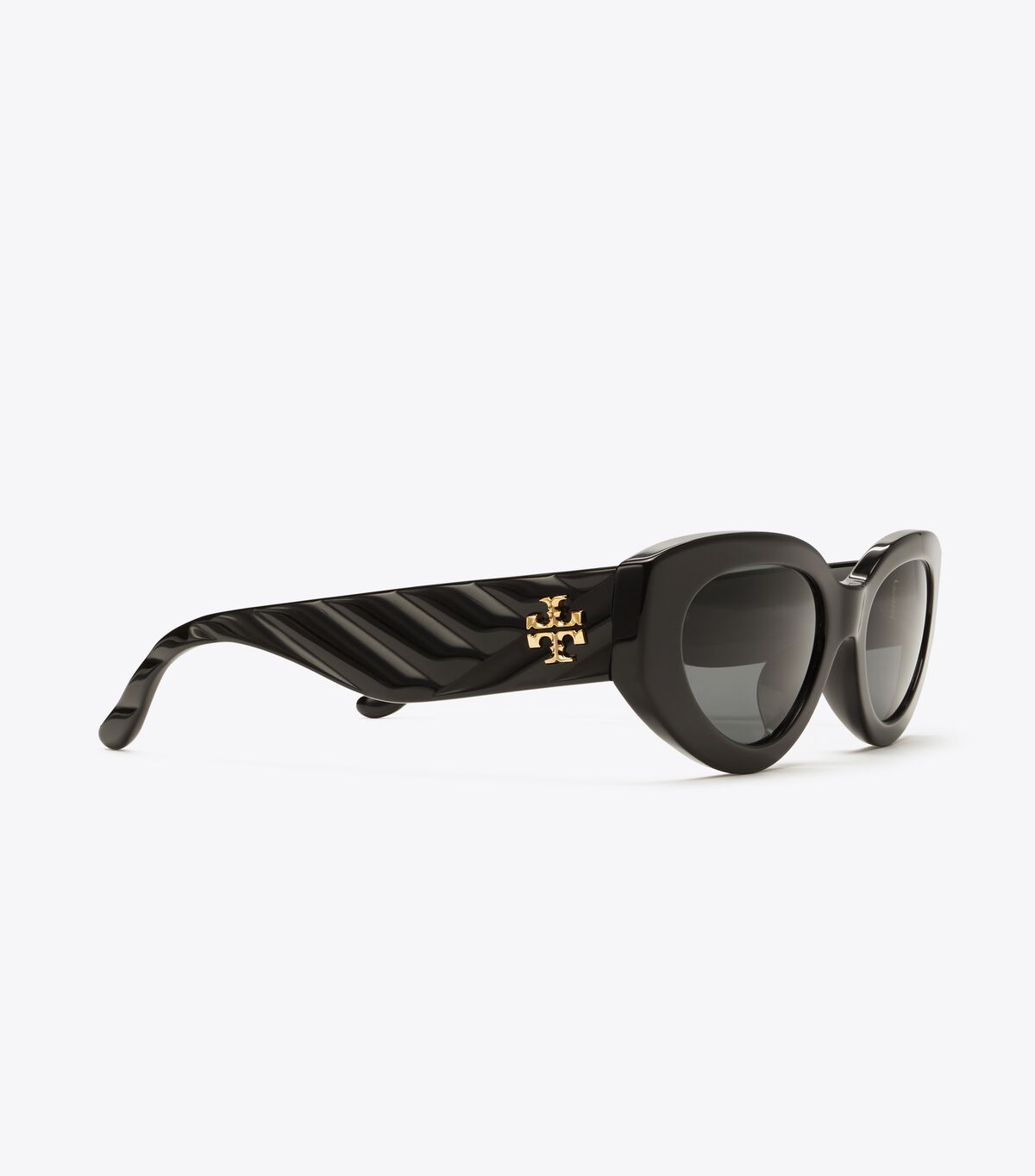 Tory Burch Black / Grey Kira Chevron Cat-eye Sunglasses