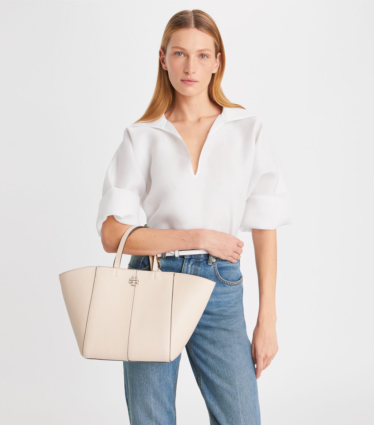 Tory Burch Beige Mcgraw Carryall Satchel Bags