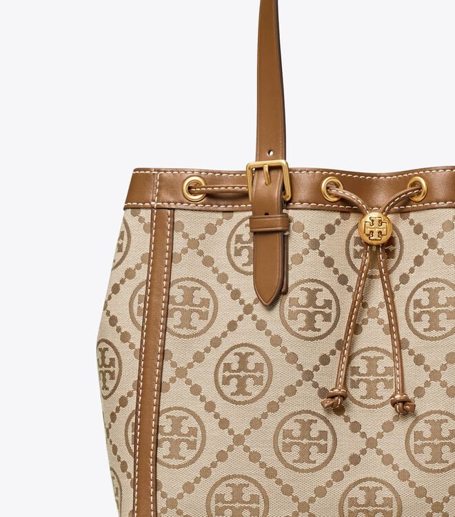 Tory Burch Brown T Monogram Jacquard Small Tote Bags