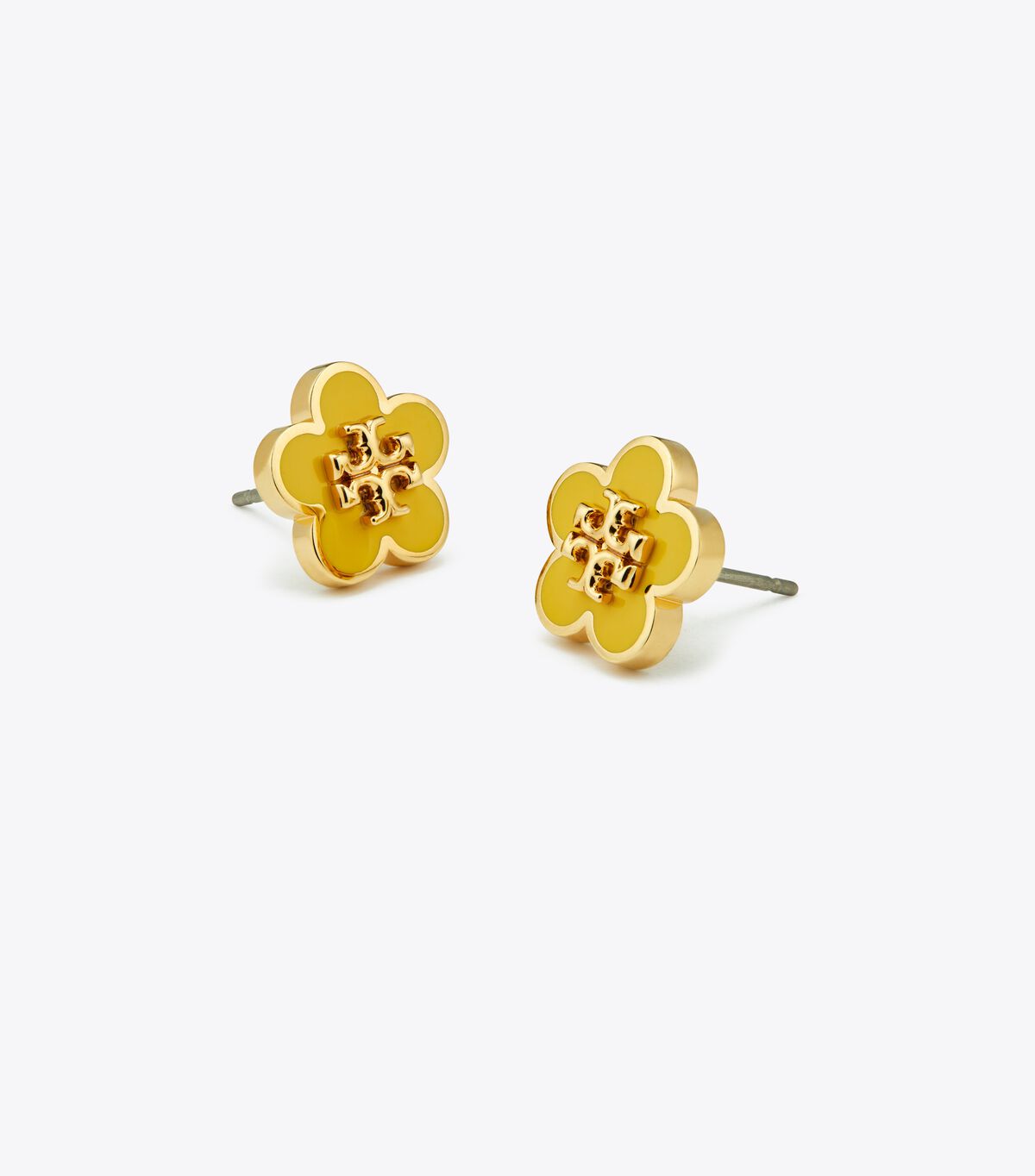 Tory Burch Gold / Yellow Kira Enamel Flower Stud Earrings