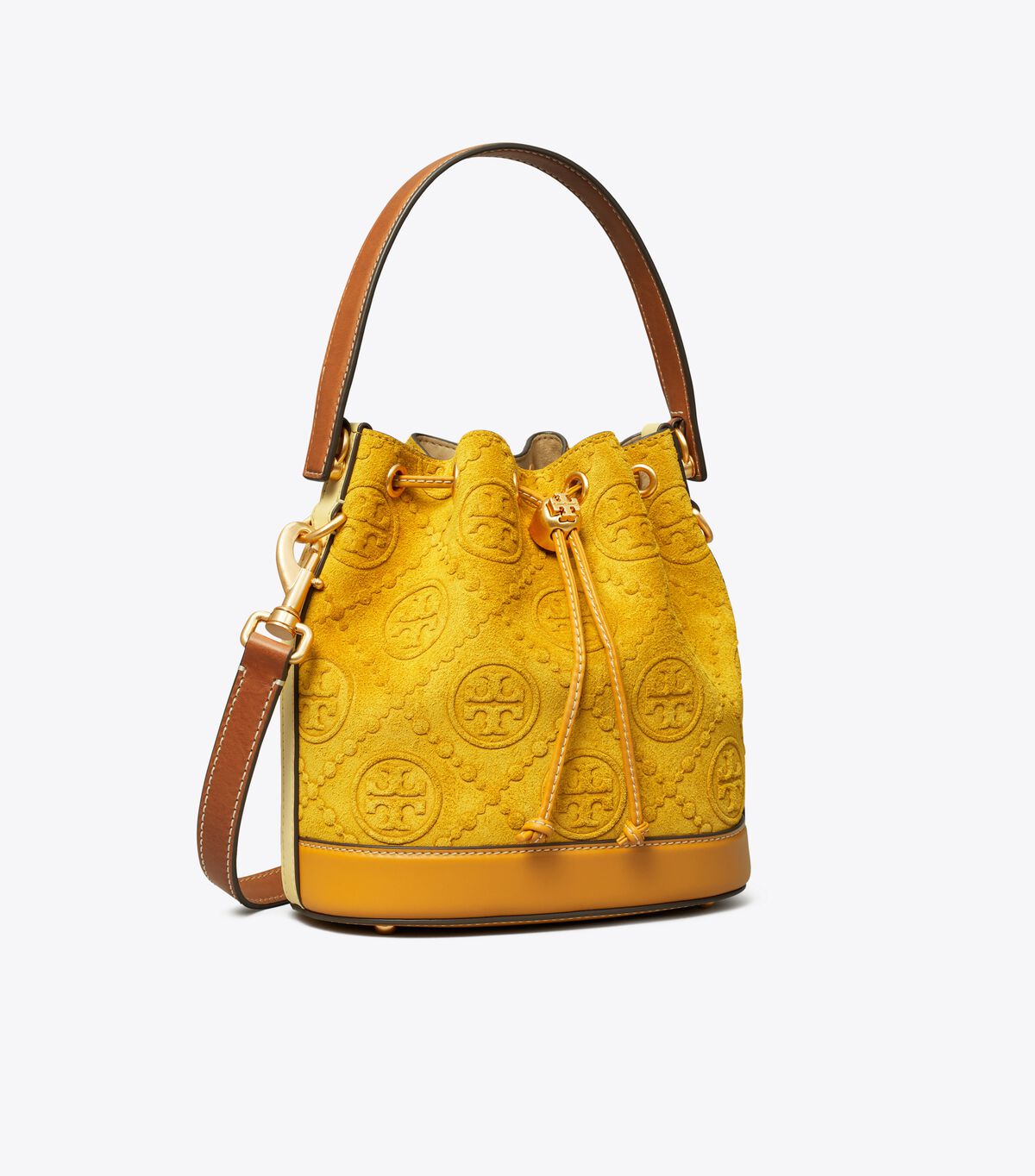 Tory Burch Deep Orange Flower T Monogram Suede Embossed Crossbody Bags