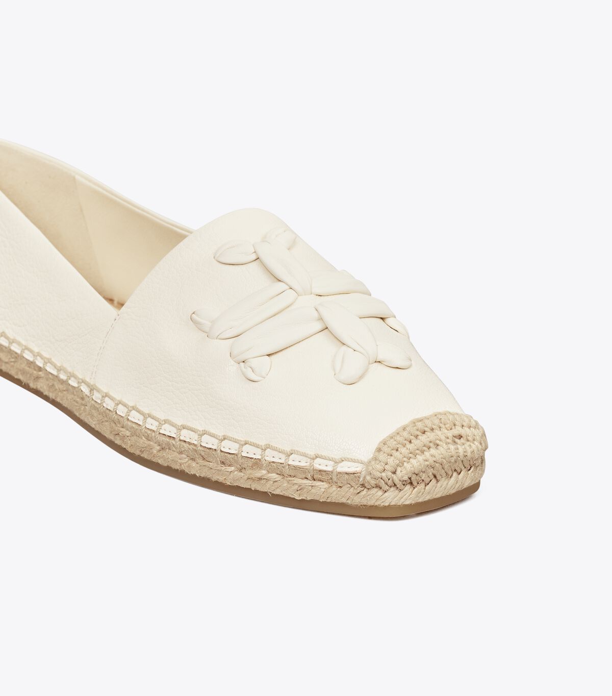 Tory Burch White Woven Double T Aline Ballet Flats