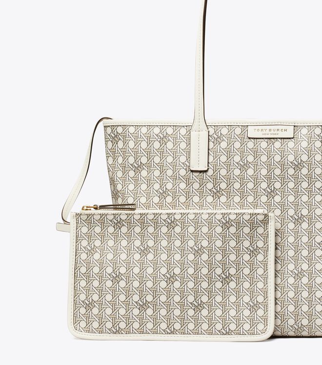 Tory Burch White Small Ever-ready Zip Tote Bags