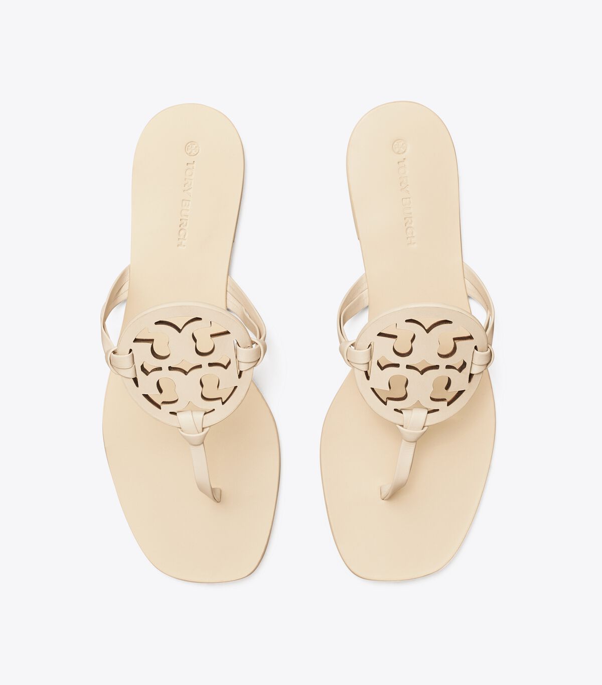 Tory Burch Cream Miller Square-toe Leather Sandals