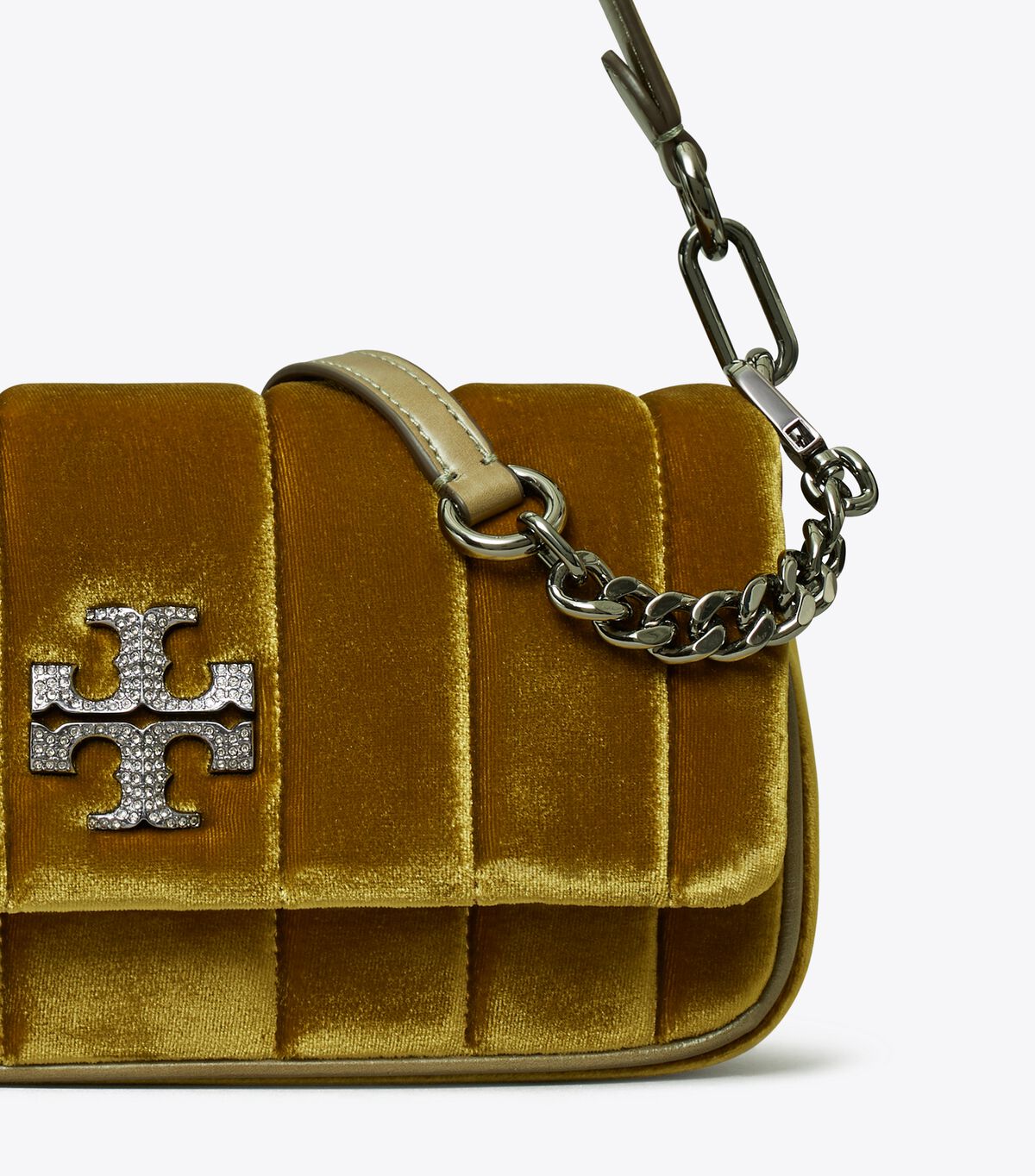 Tory Burch Dark Yellow Small Kira Velvet Flap Shoulder Bags