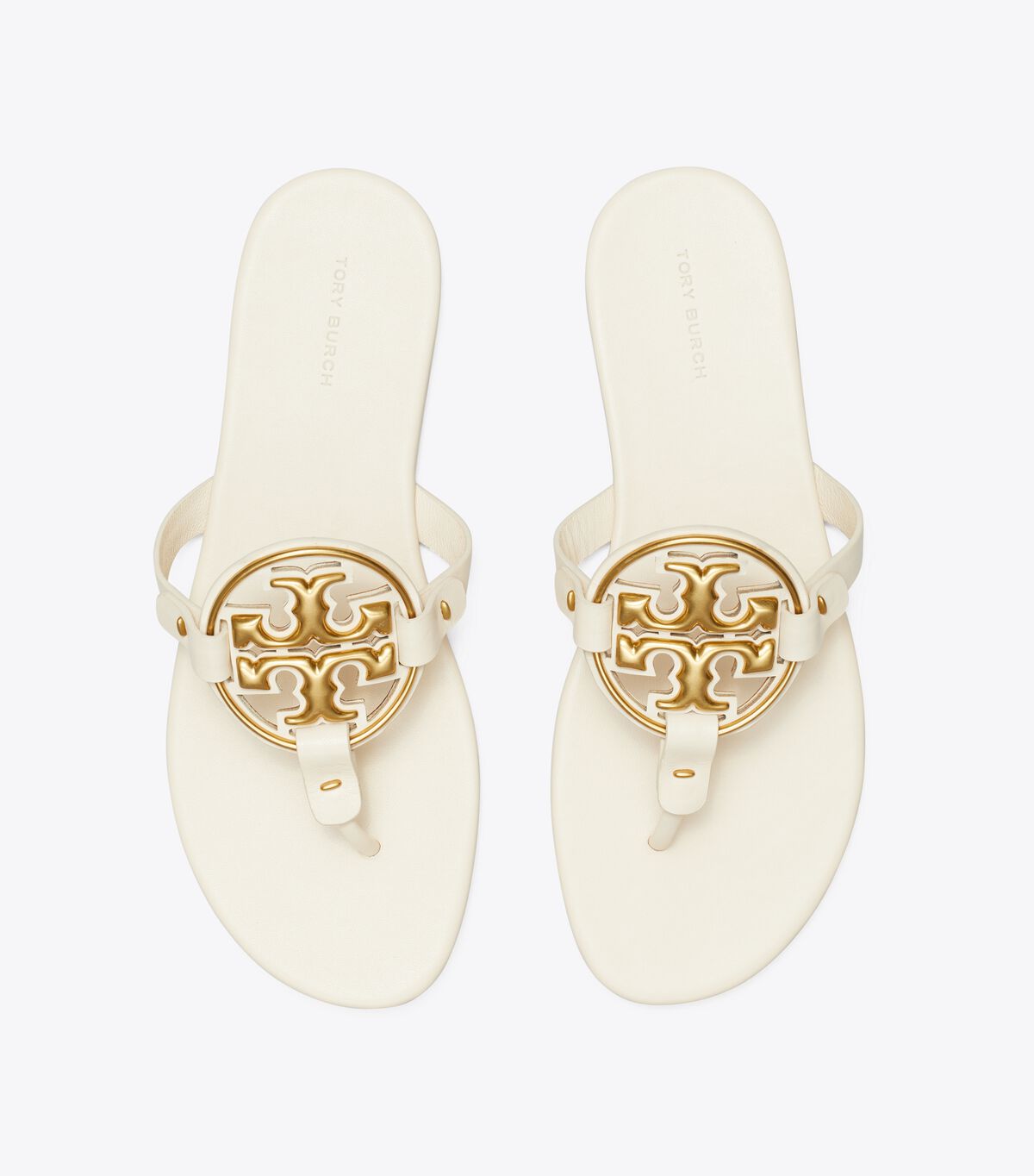 Tory Burch Cream / Gold Metal Miller Soft Sandals