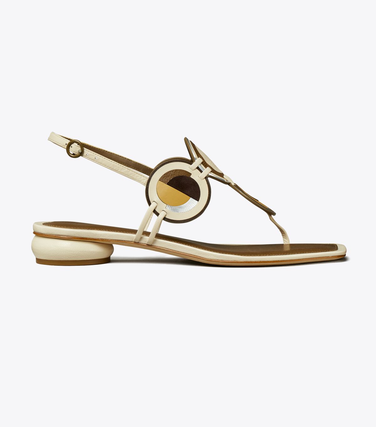 Tory Burch Light Cream Marquetry Disk Sandals
