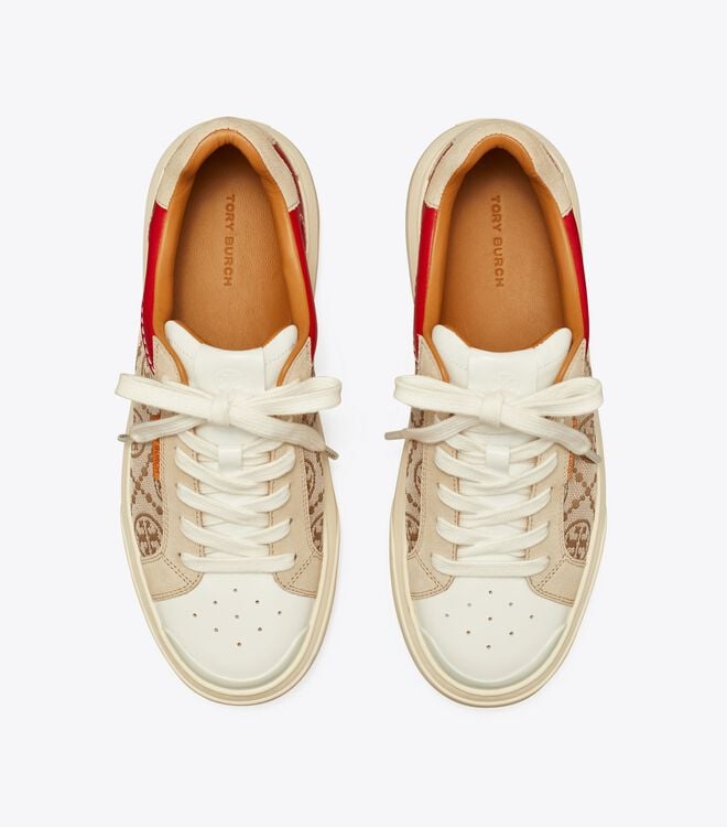 Tory Burch White T Monogram Ladybug Sneakers
