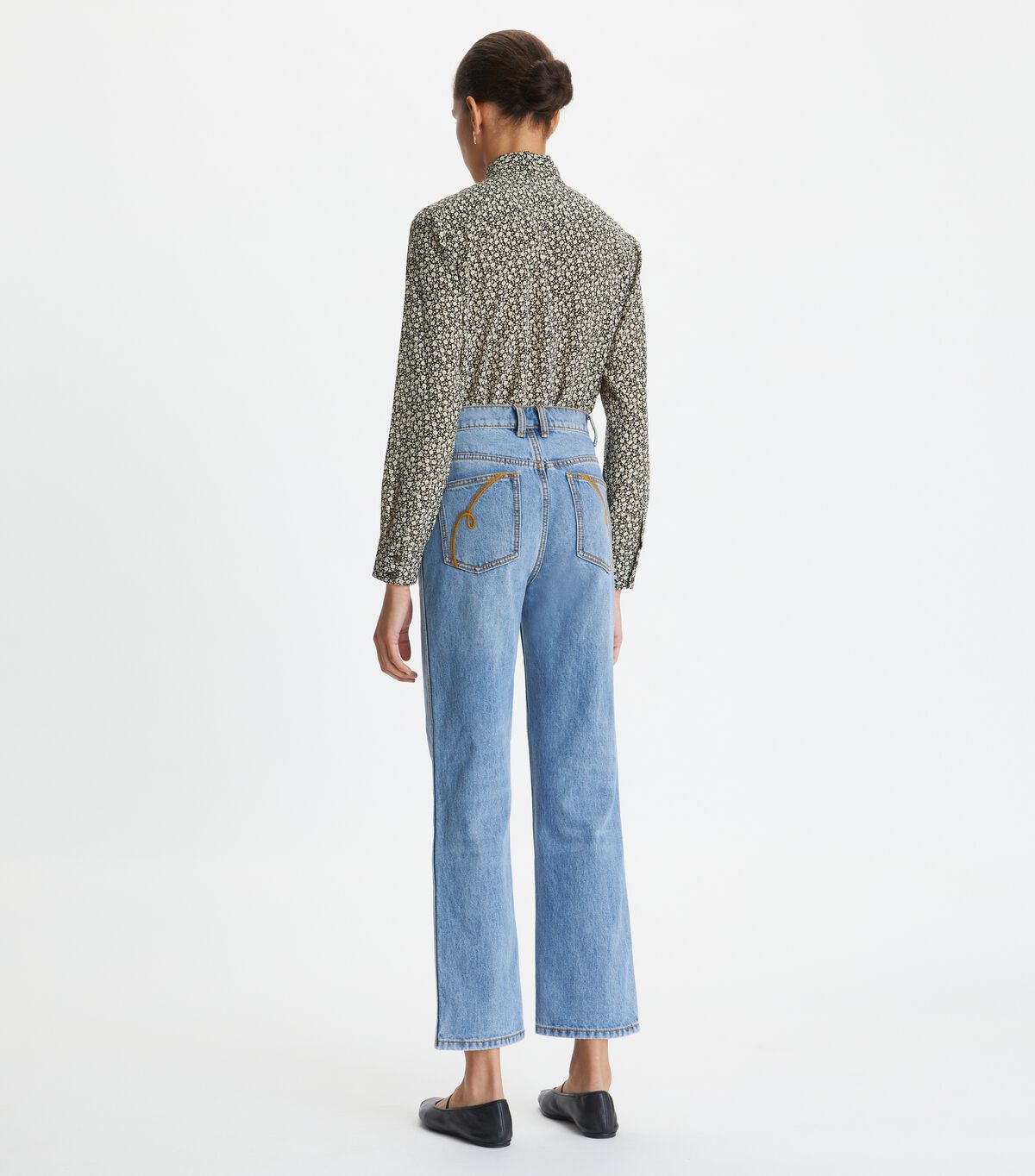 Tory Burch Black Ditsy Floral Blouse