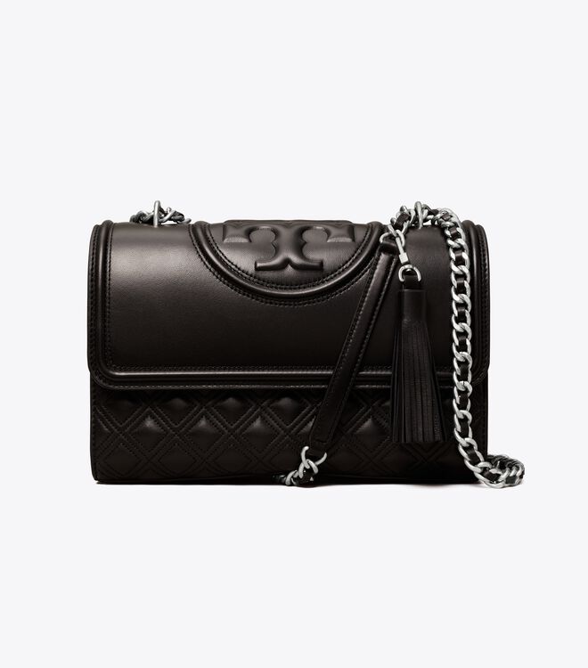 Tory Burch Black / Silver Fleming Convertible Shoulder Bags