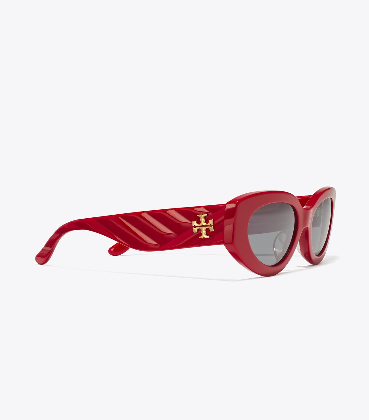Tory Burch Red Grey Kira Chevron Cat-eye Sunglasses