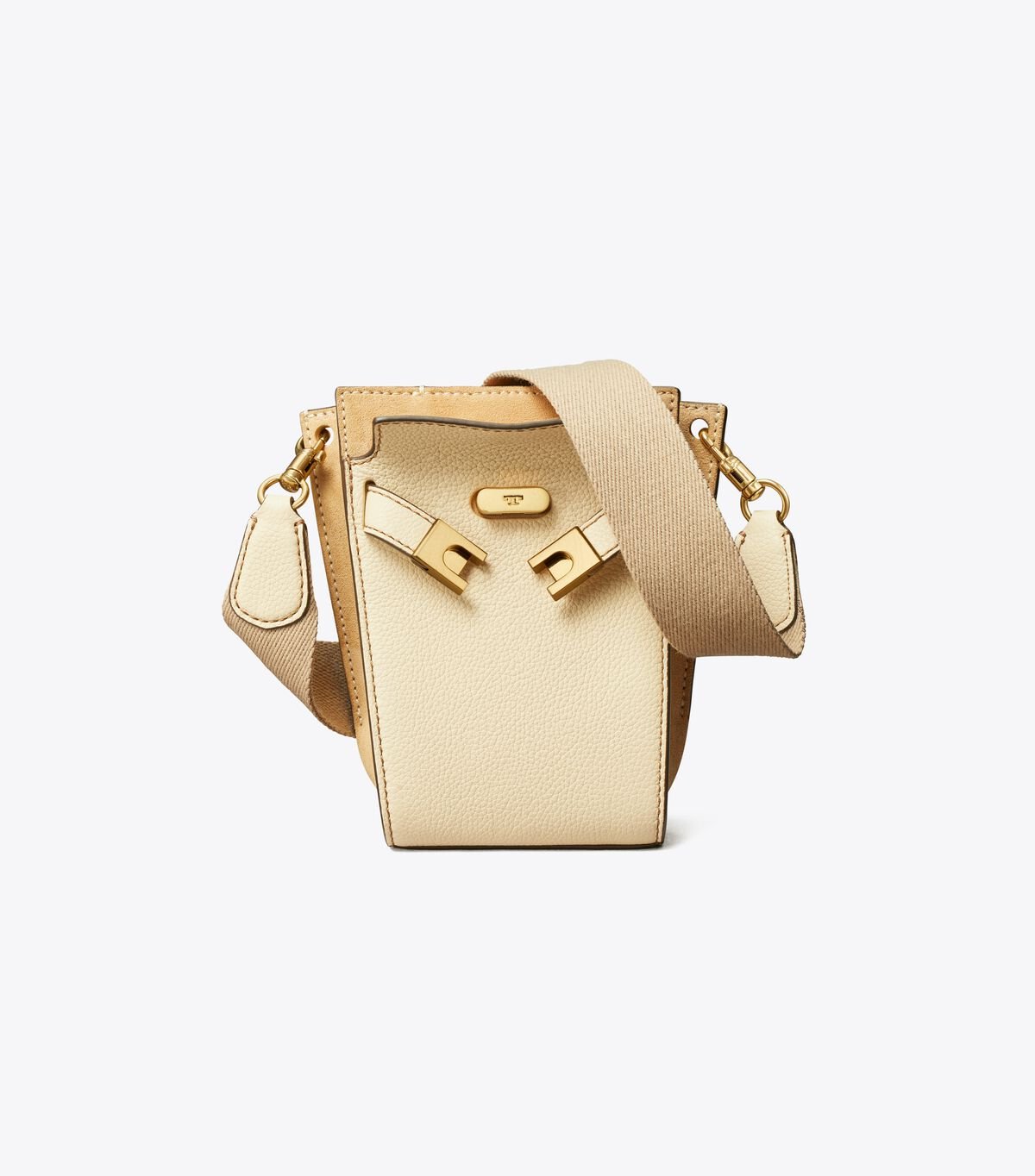 Tory Burch Beige Petite Lee Radziwill Pebbled Double Bucket Bags