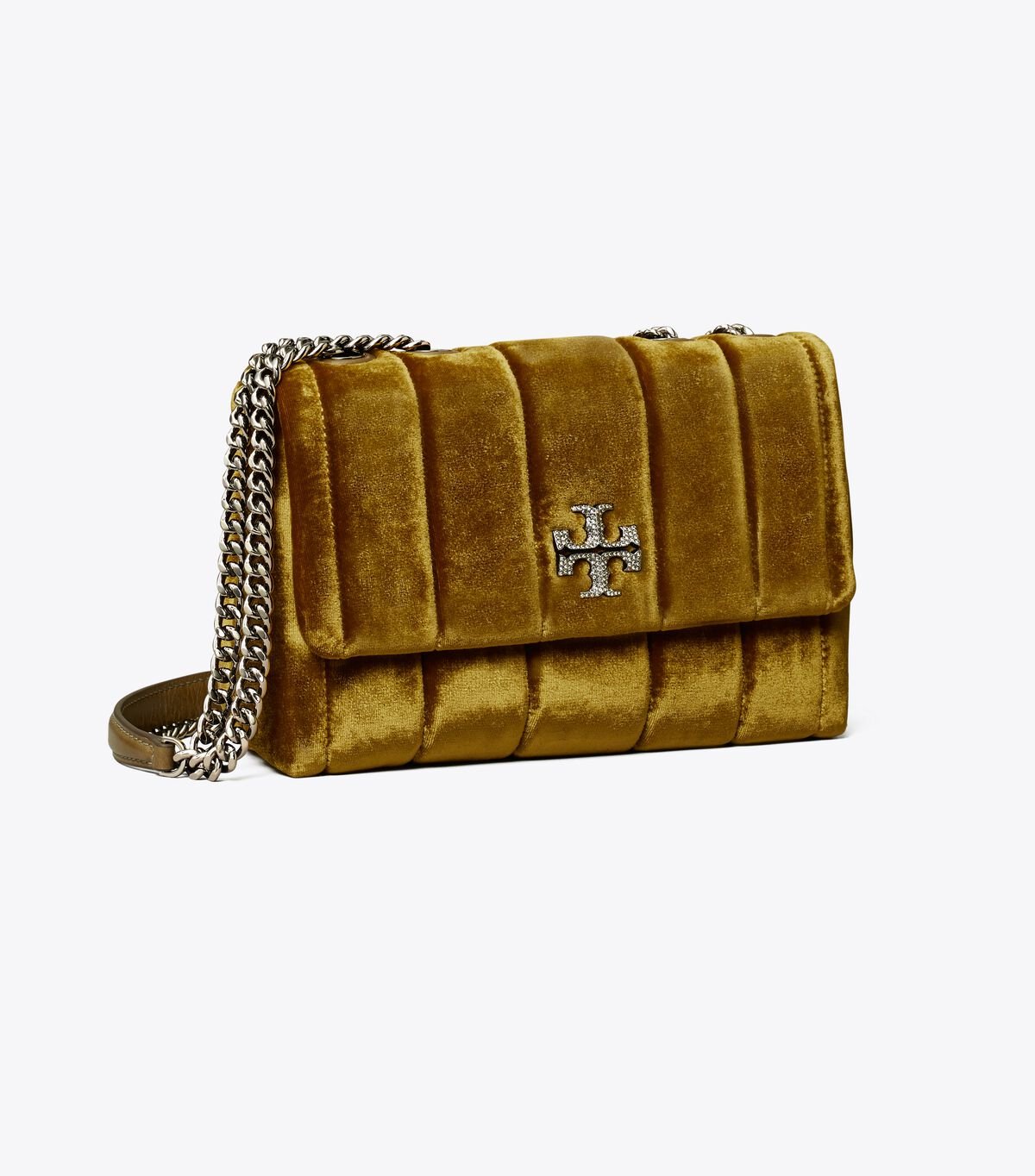 Tory Burch Dark Yellow Small Kira Velvet Convertible Shoulder Bags