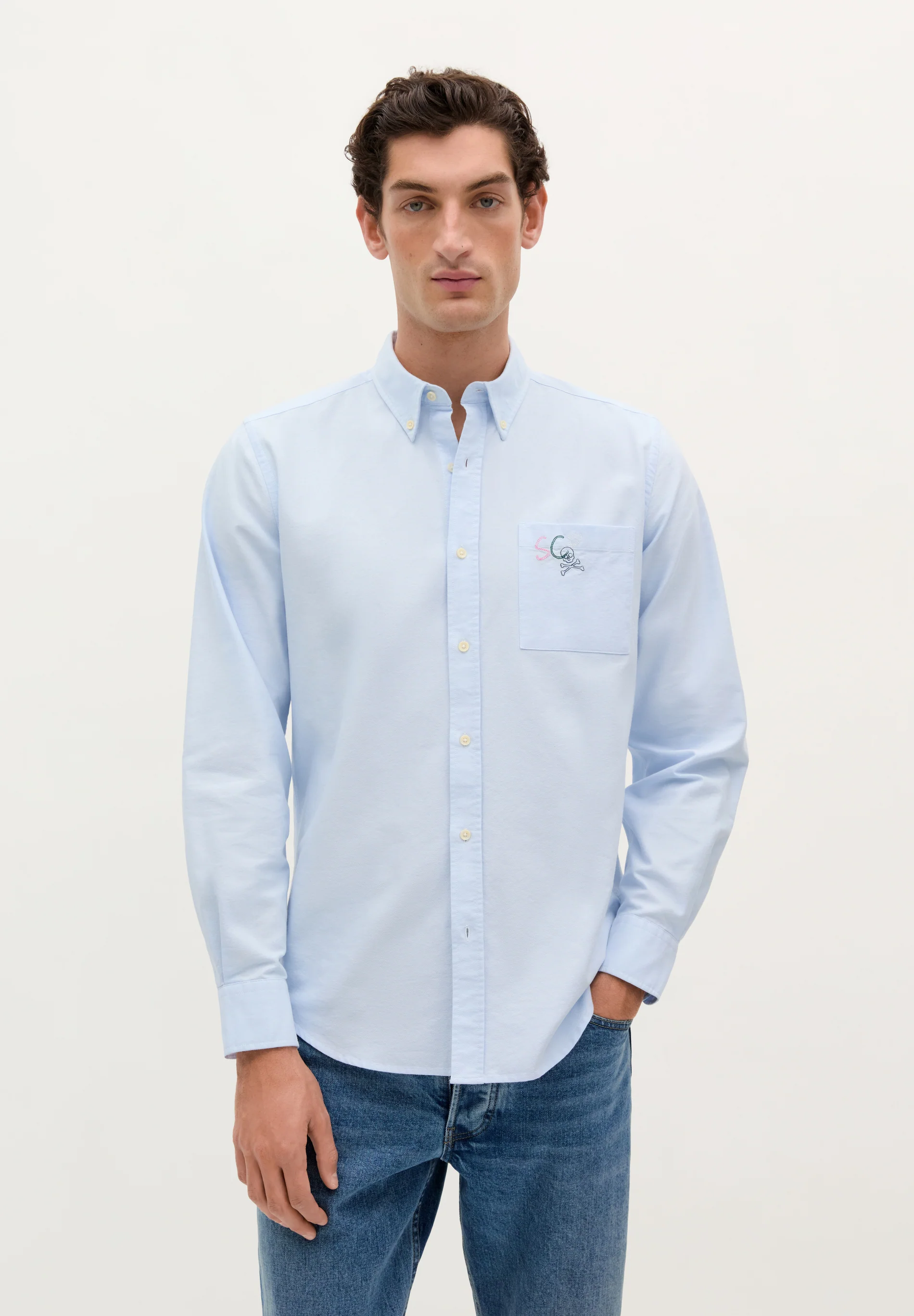 CAMISA OXFORD BOLSILLO BORDADO