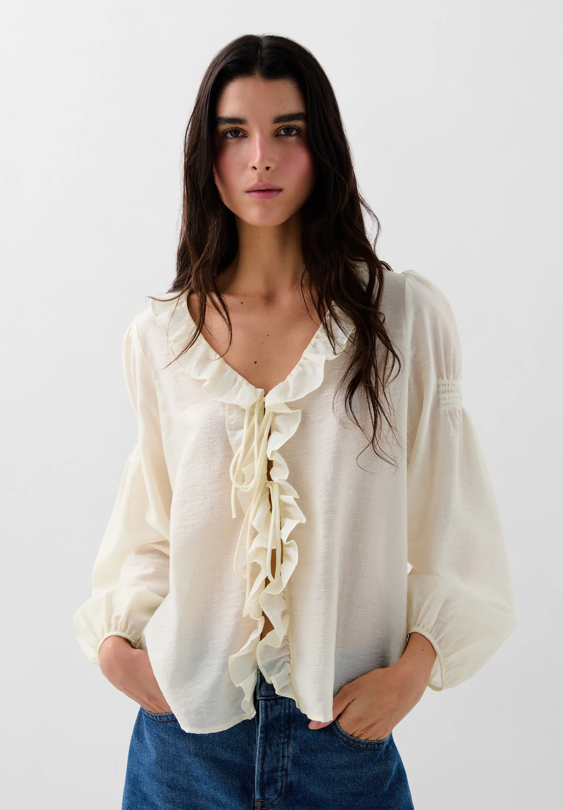 BLUSA VOLANTES FRUNCES