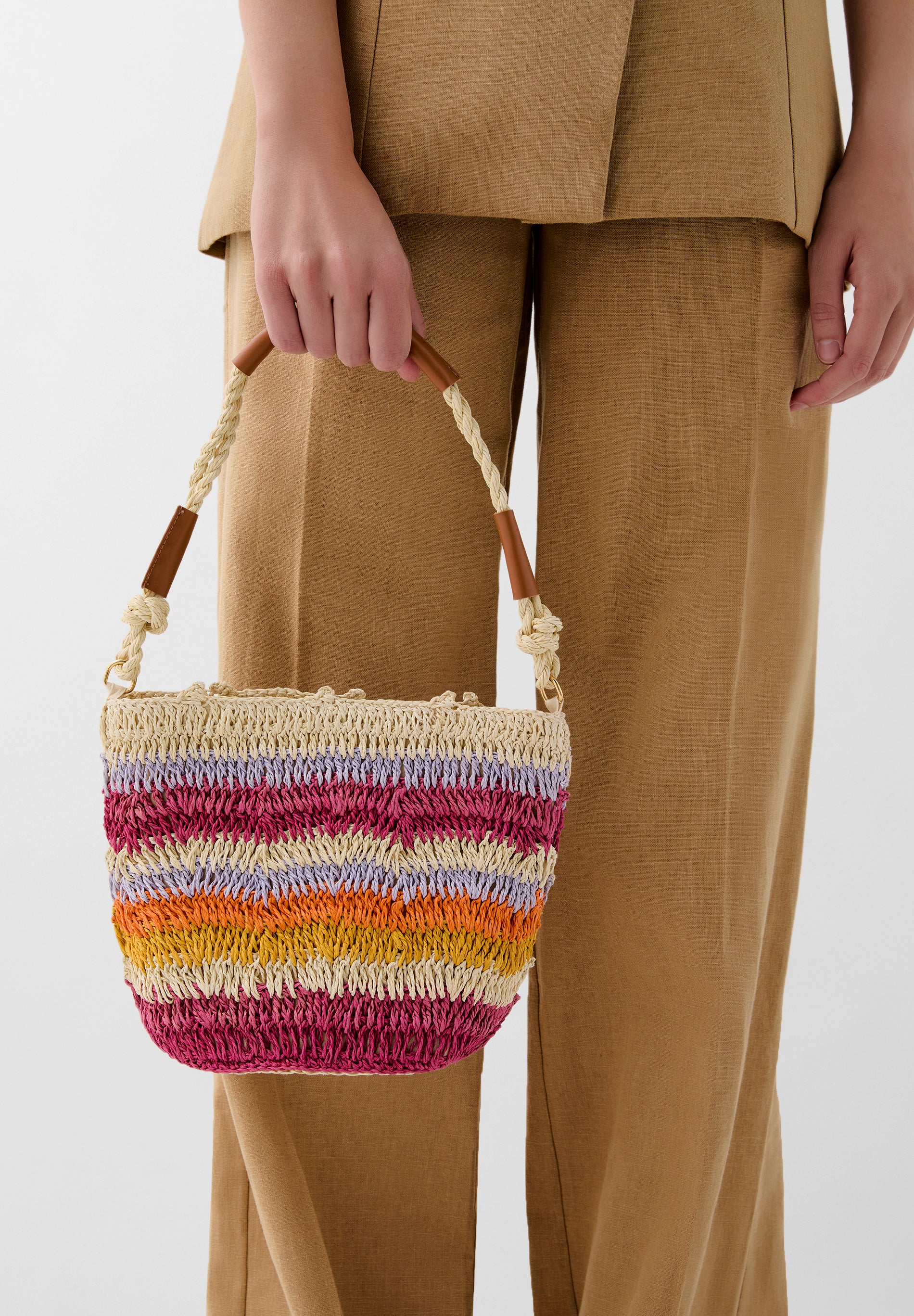 BOLSO CUBO RAFIA MULTICOLOR