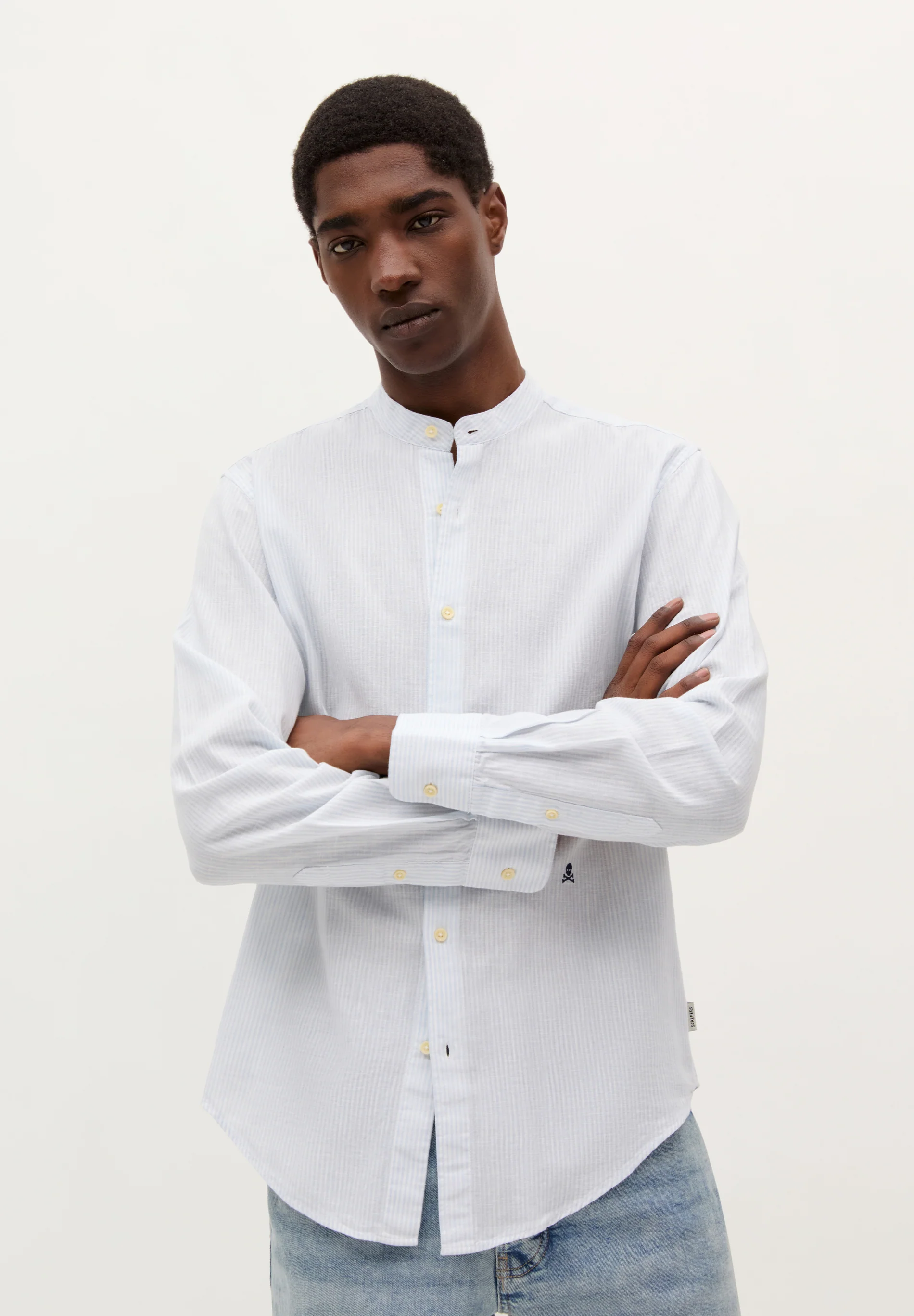 CAMISA RAYAS CUELLO MAO