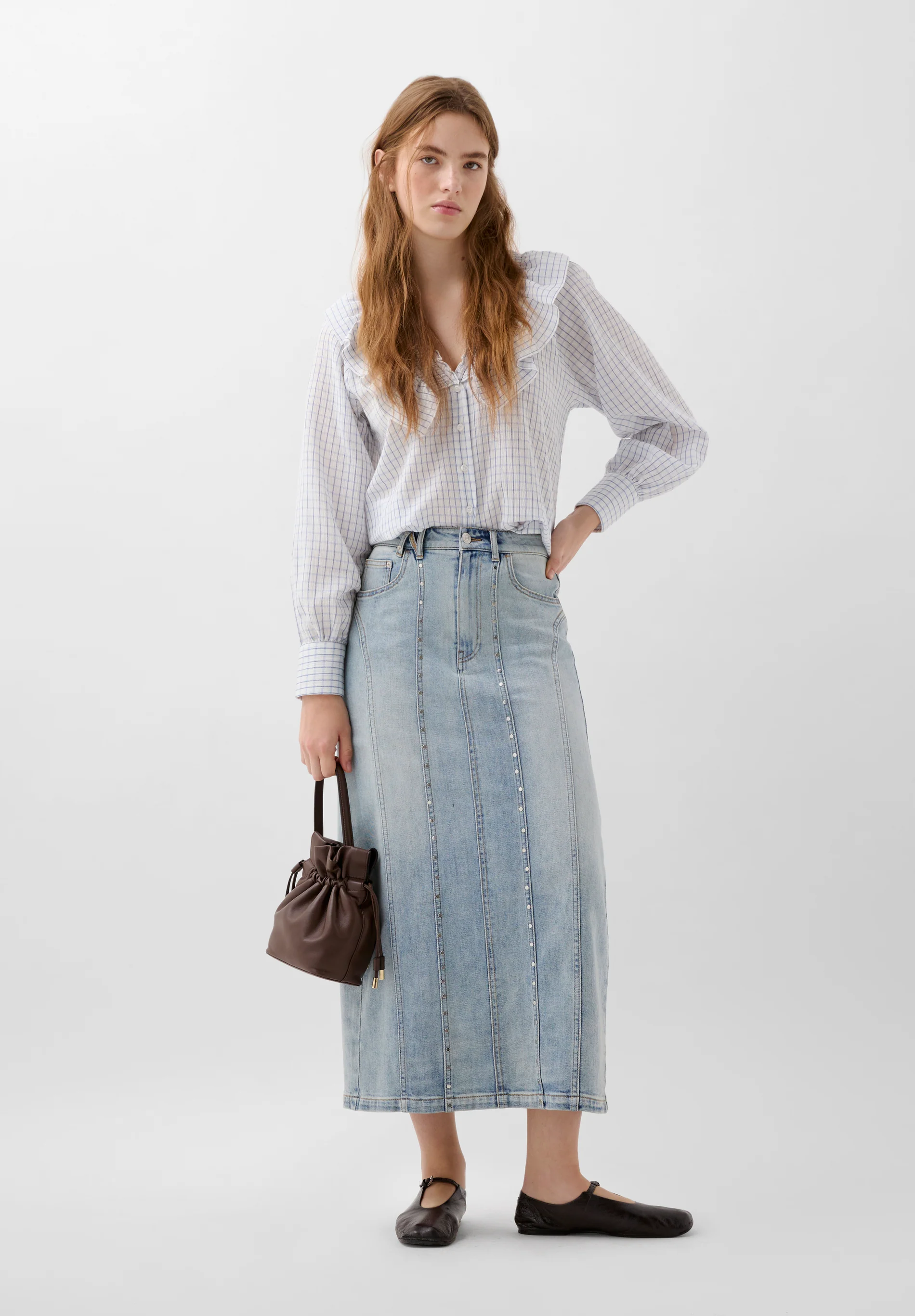 BLUSA CUADROS VOLANTE