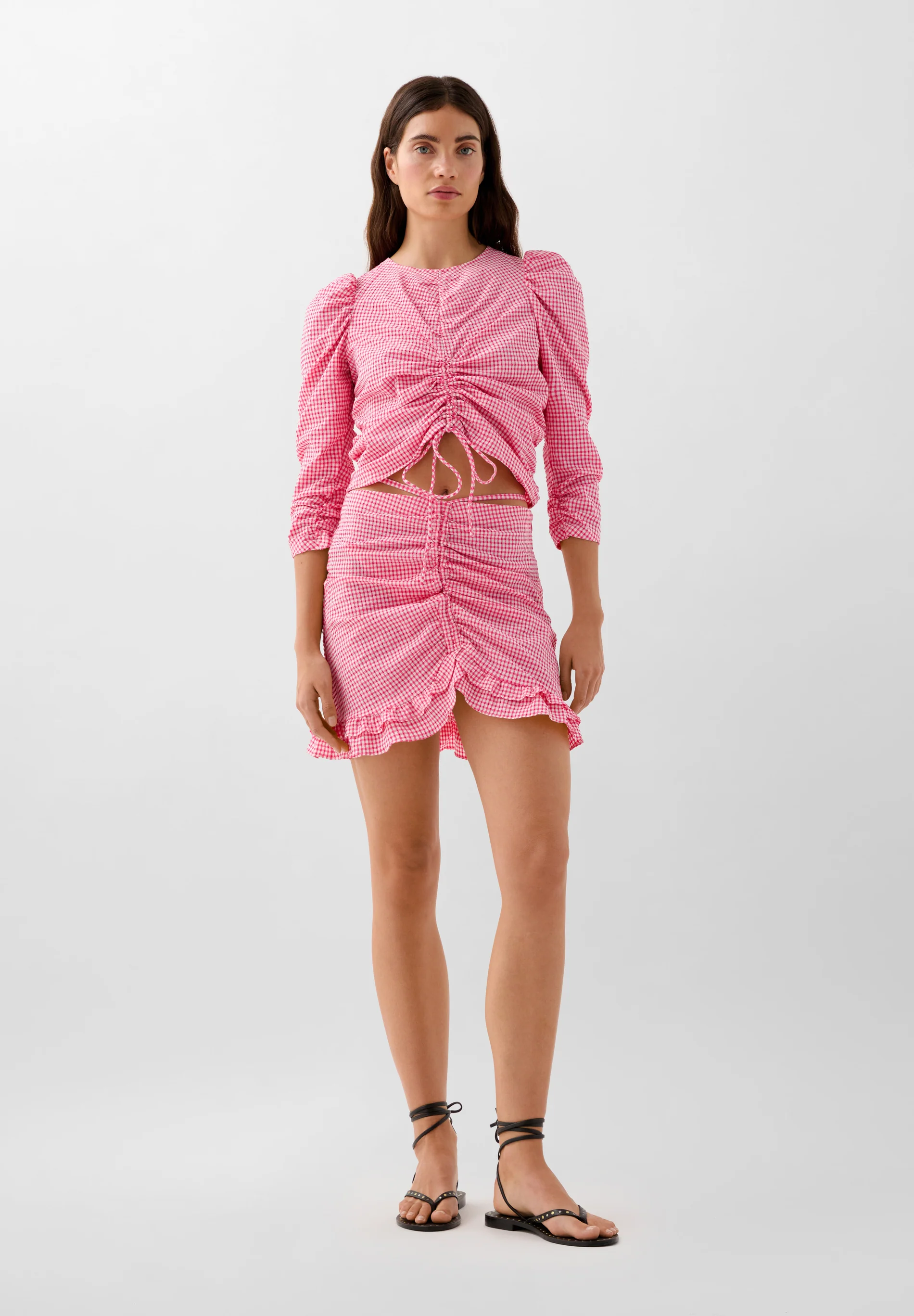 BLUSA VICHY FRUNCE ABERTURA