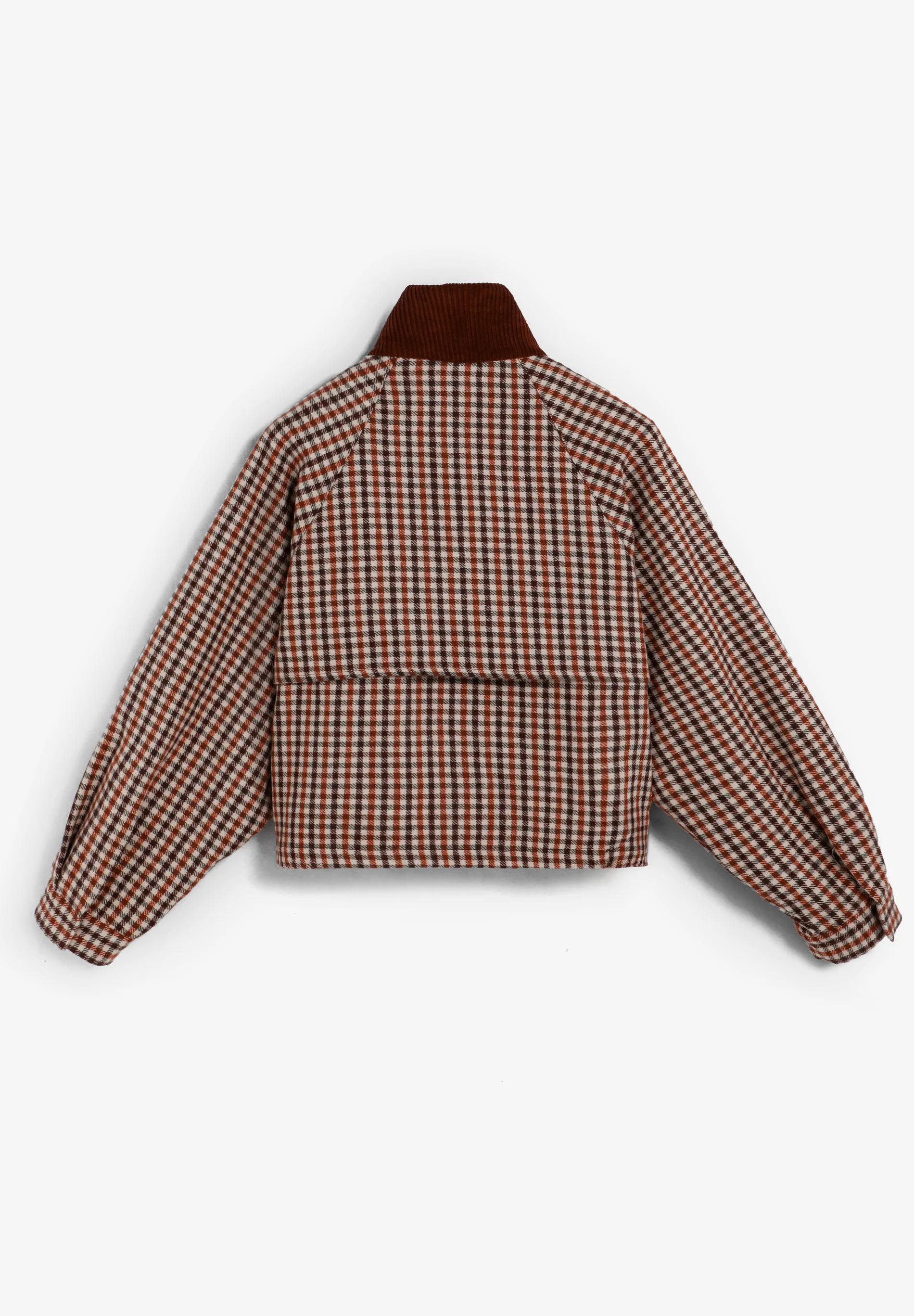 CHAQUETA BOMBER CUADROS CUELLO PANA