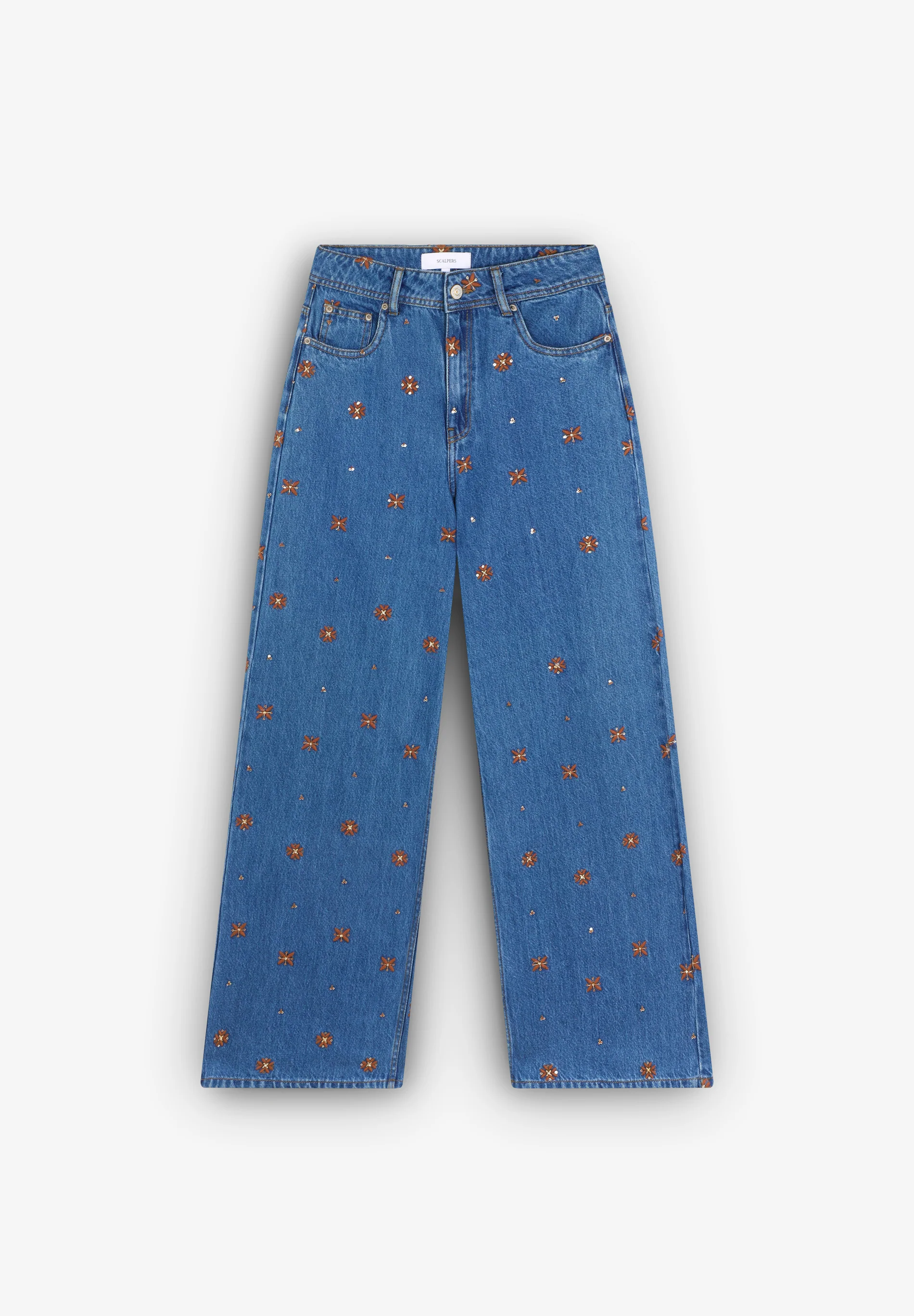 PANTALÓN DENIM RECTO FLORES