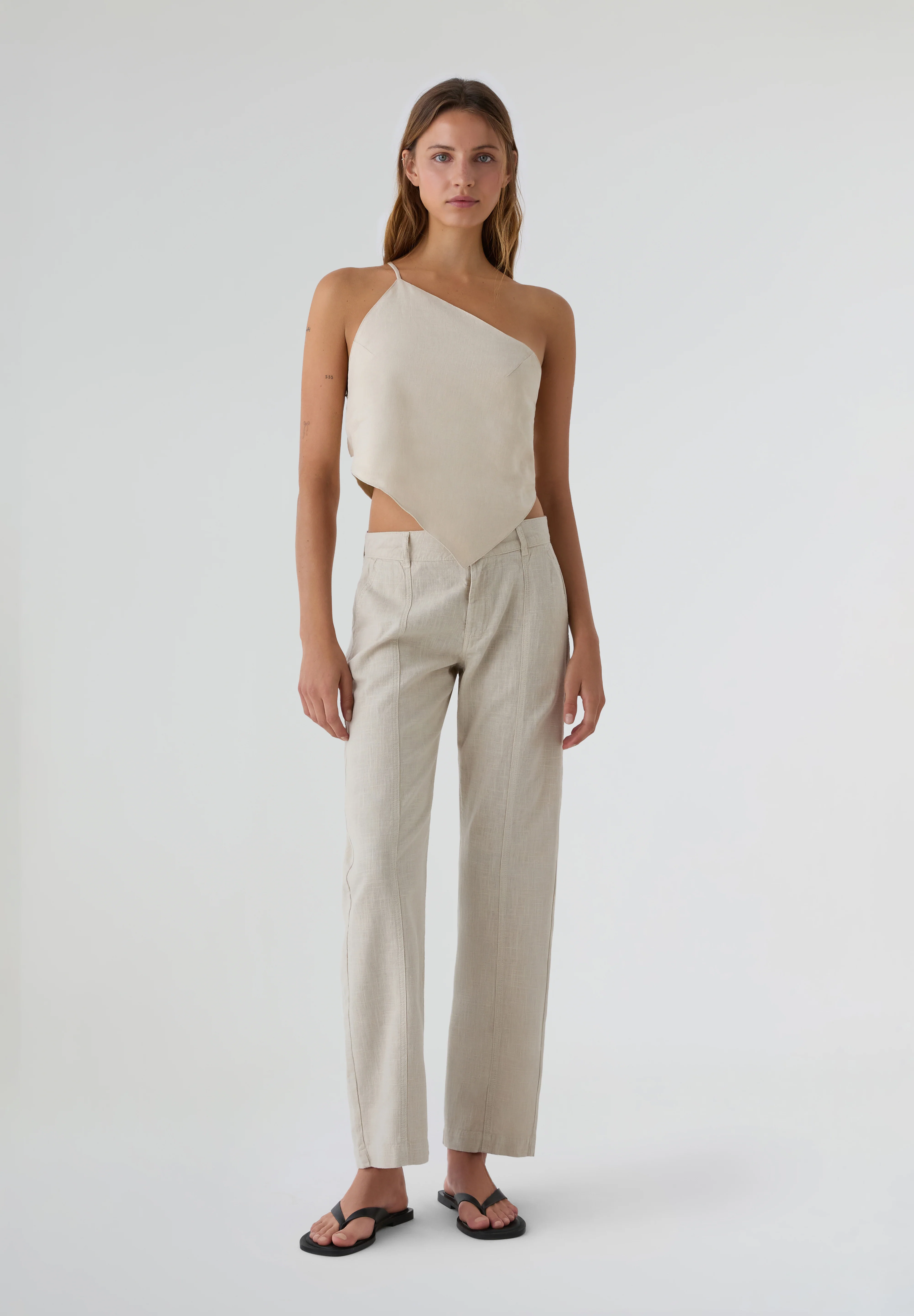 RAMSOS | PANTALÓN DE LINO Y CINTURA BAJA MUJER