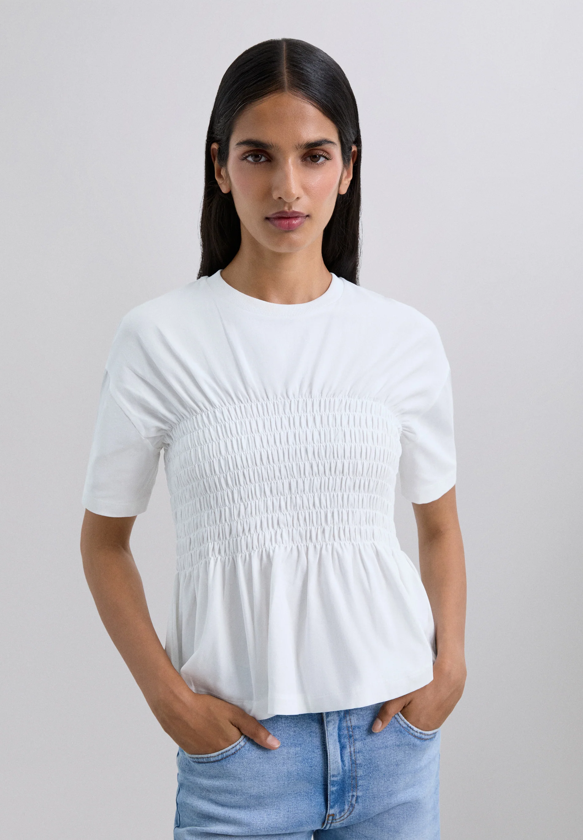 CAMISETA VOLANTES MANGA CORTA