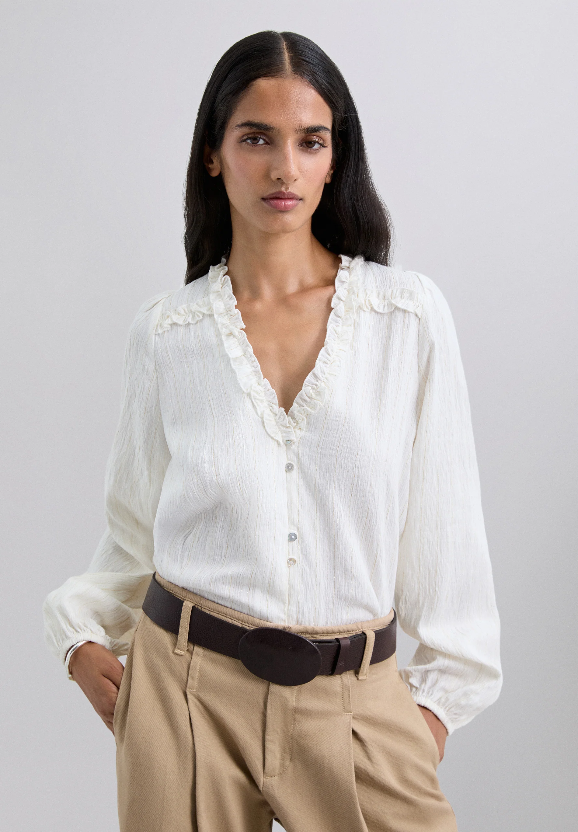 BLUSA FRUNCES HILO METALIZADO