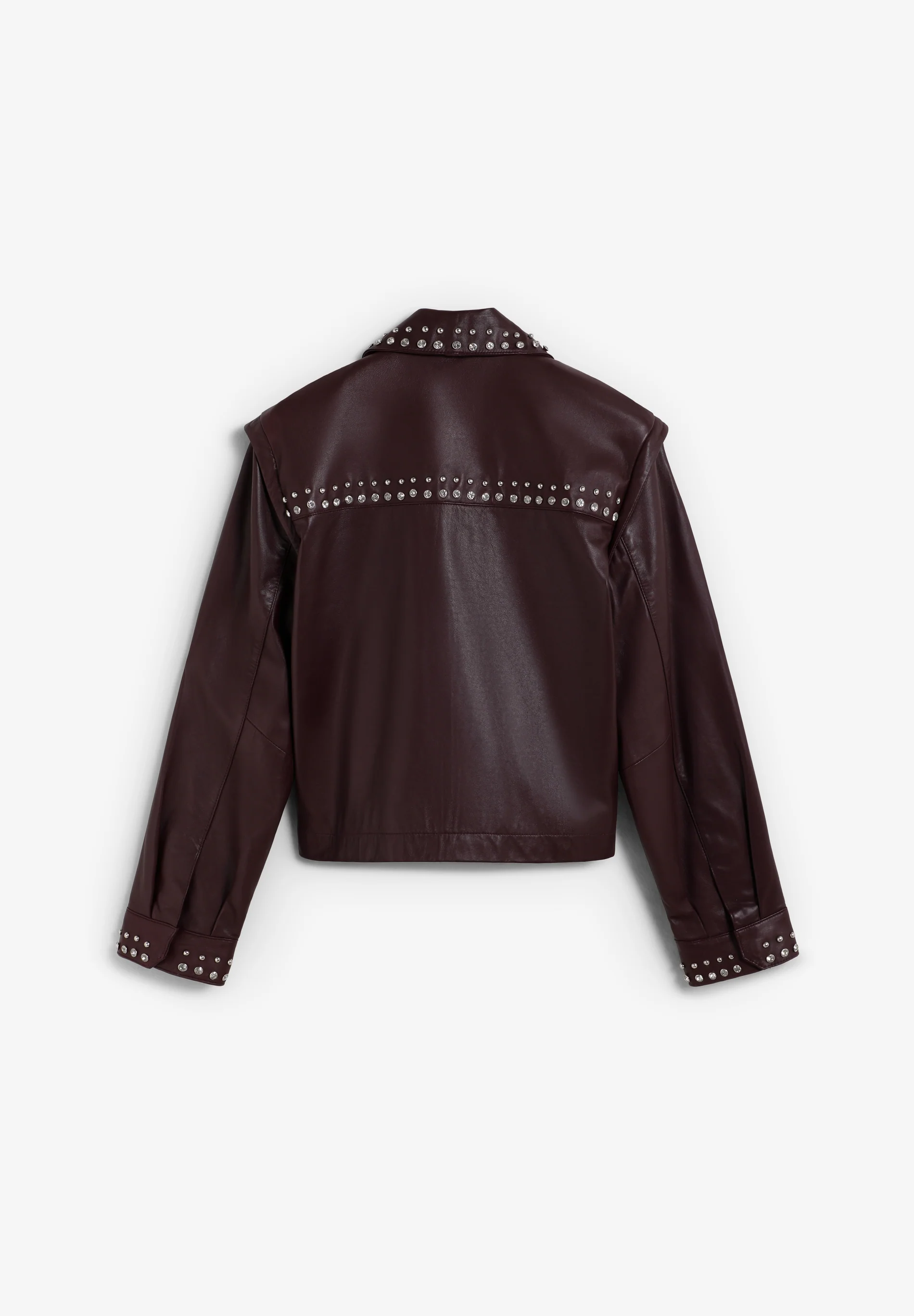 CHAQUETA BURDEOS TACHUELAS PIEL
