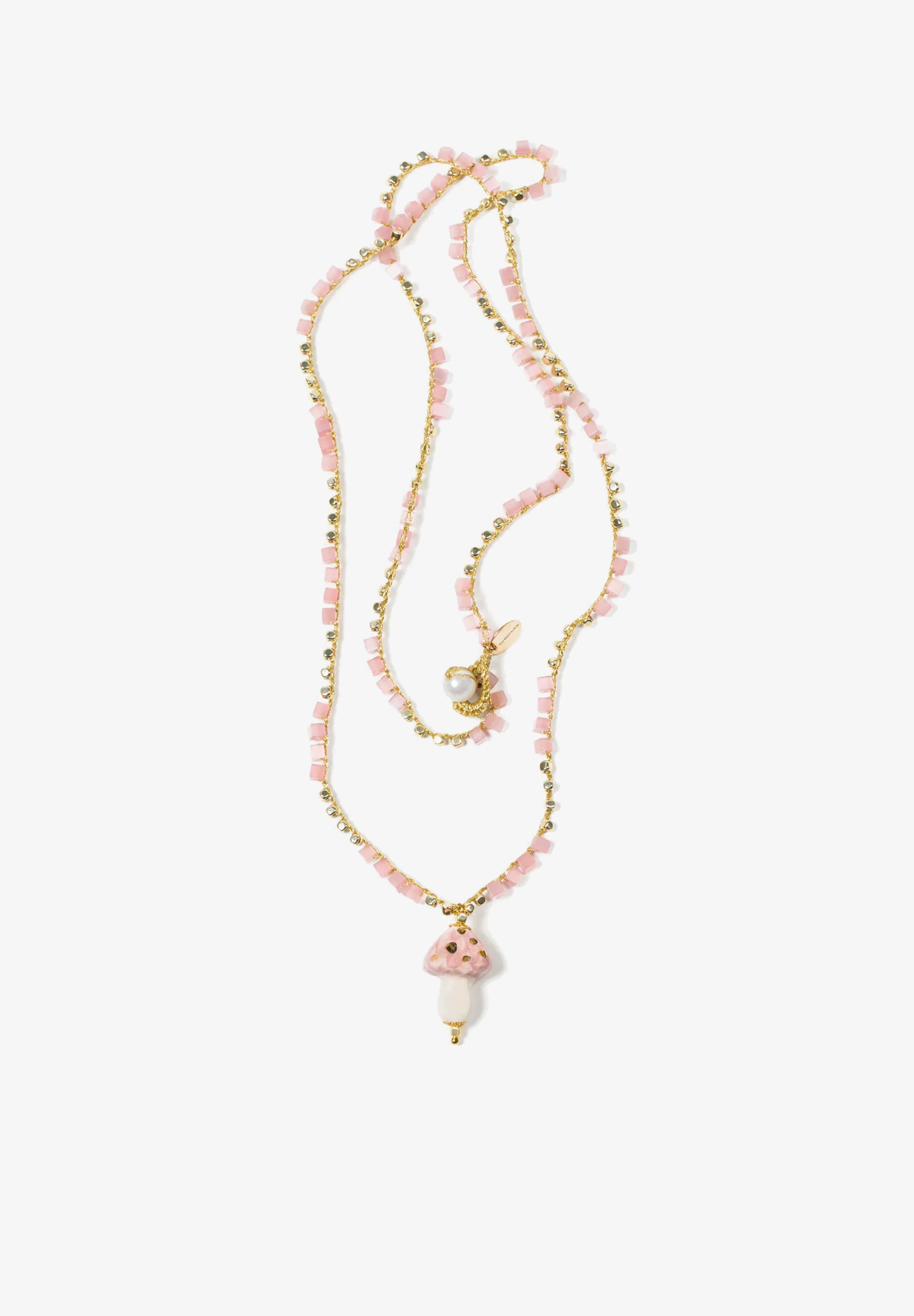 CASHFANA | COLLAR LARGO DE CERÁMICA FUNGHI ROSA