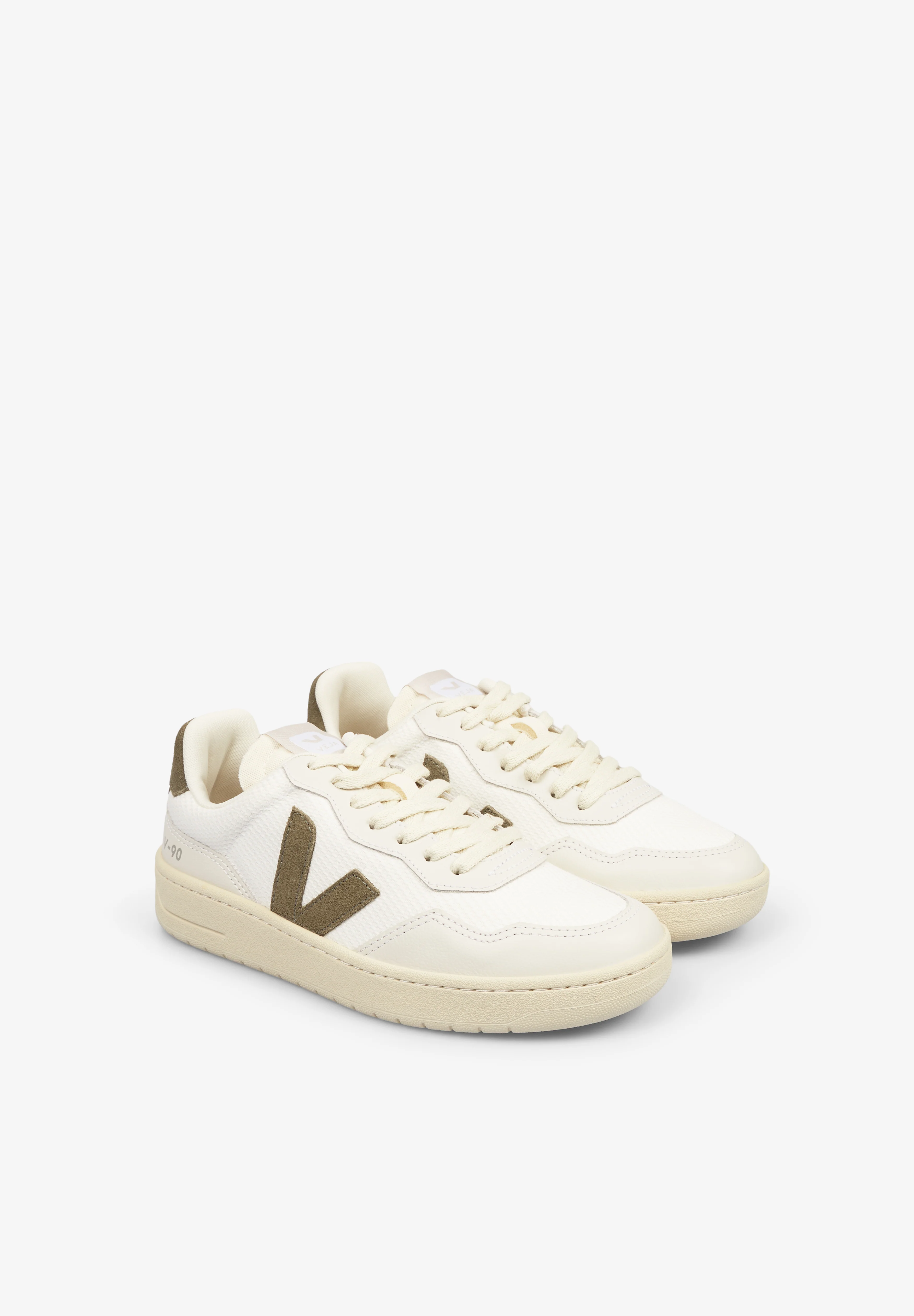 VEJA | V-90 B-MESH WHITE_KAKI