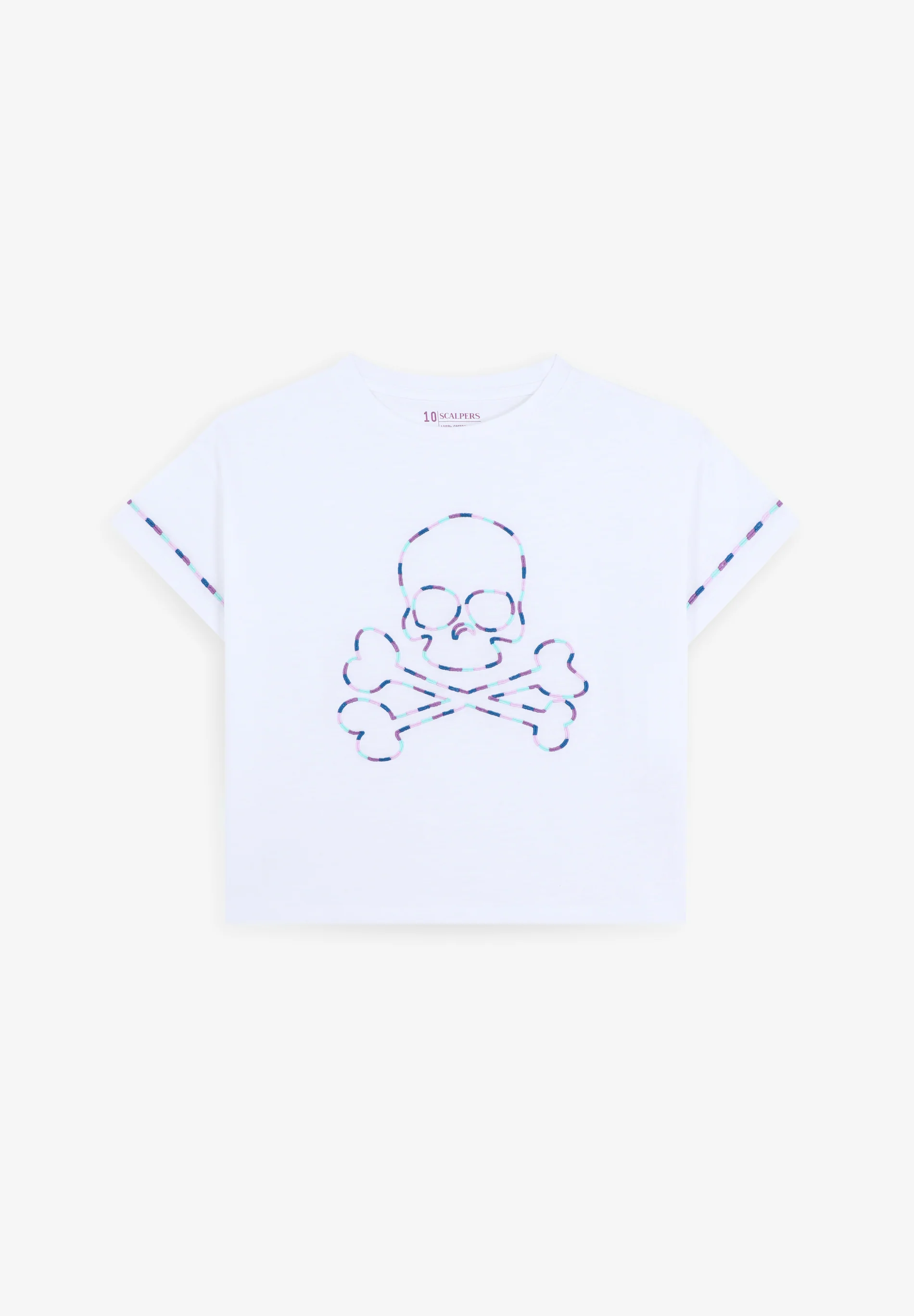 CAMISETA BORDADO TRICOLOR CALAVERA