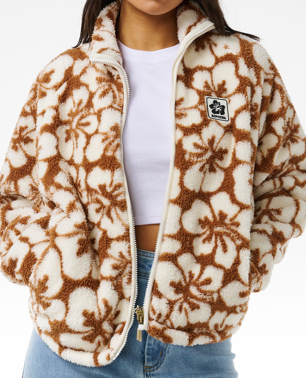 Hibiscus Heat Polar Fleece Zip Through