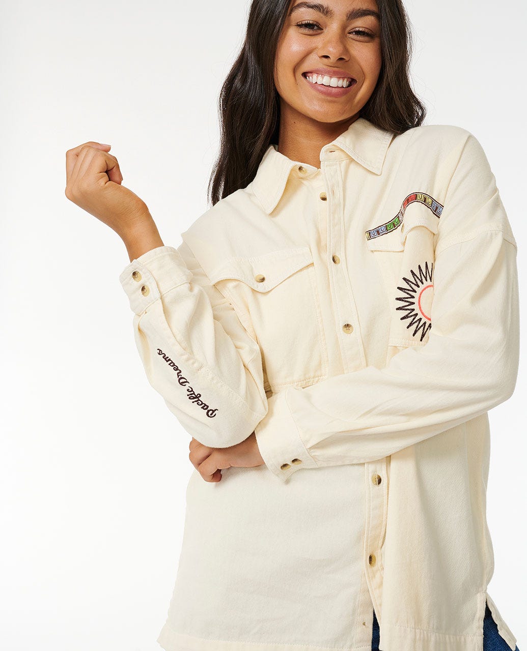 Pacific Dreams Embroidered Shacket