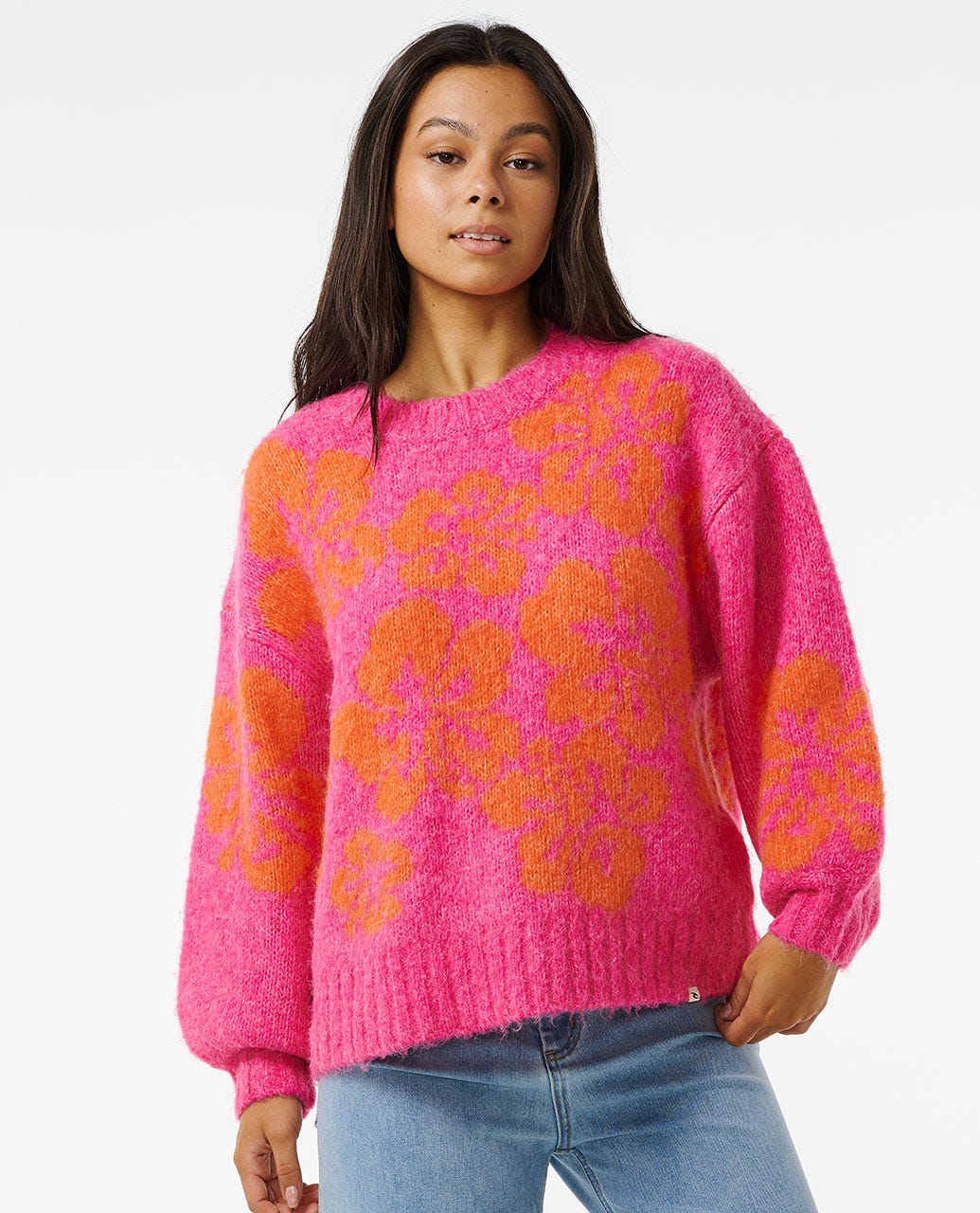 Hibiscus Heat Jacquard Crew