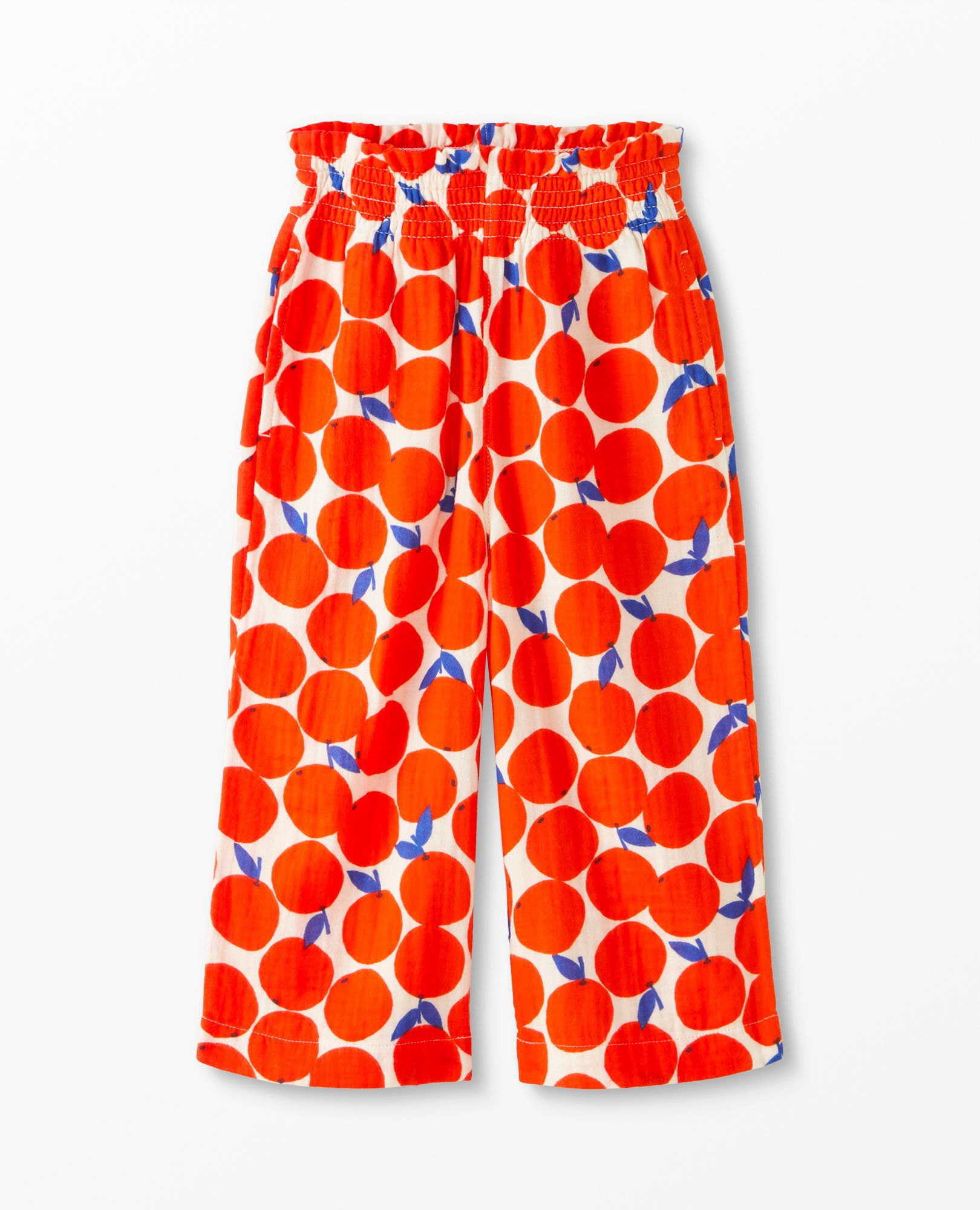 Print Wide Leg Smocked Muslin Pant