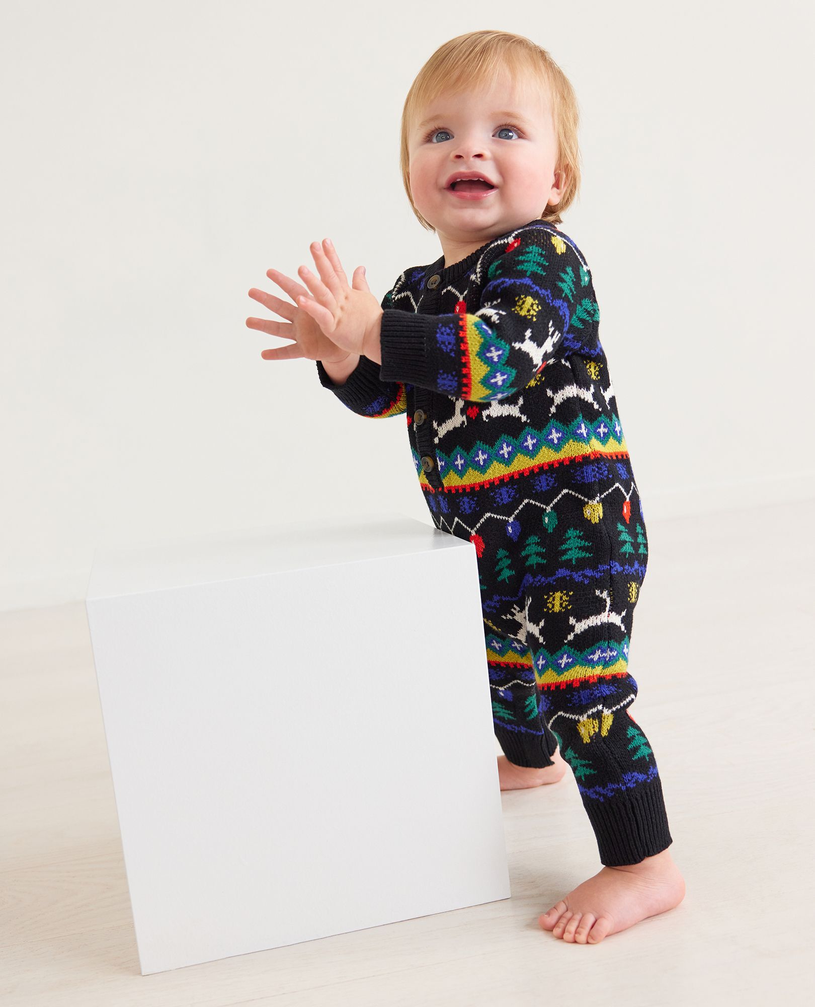 Baby Holiday Romper In Combed Cotton