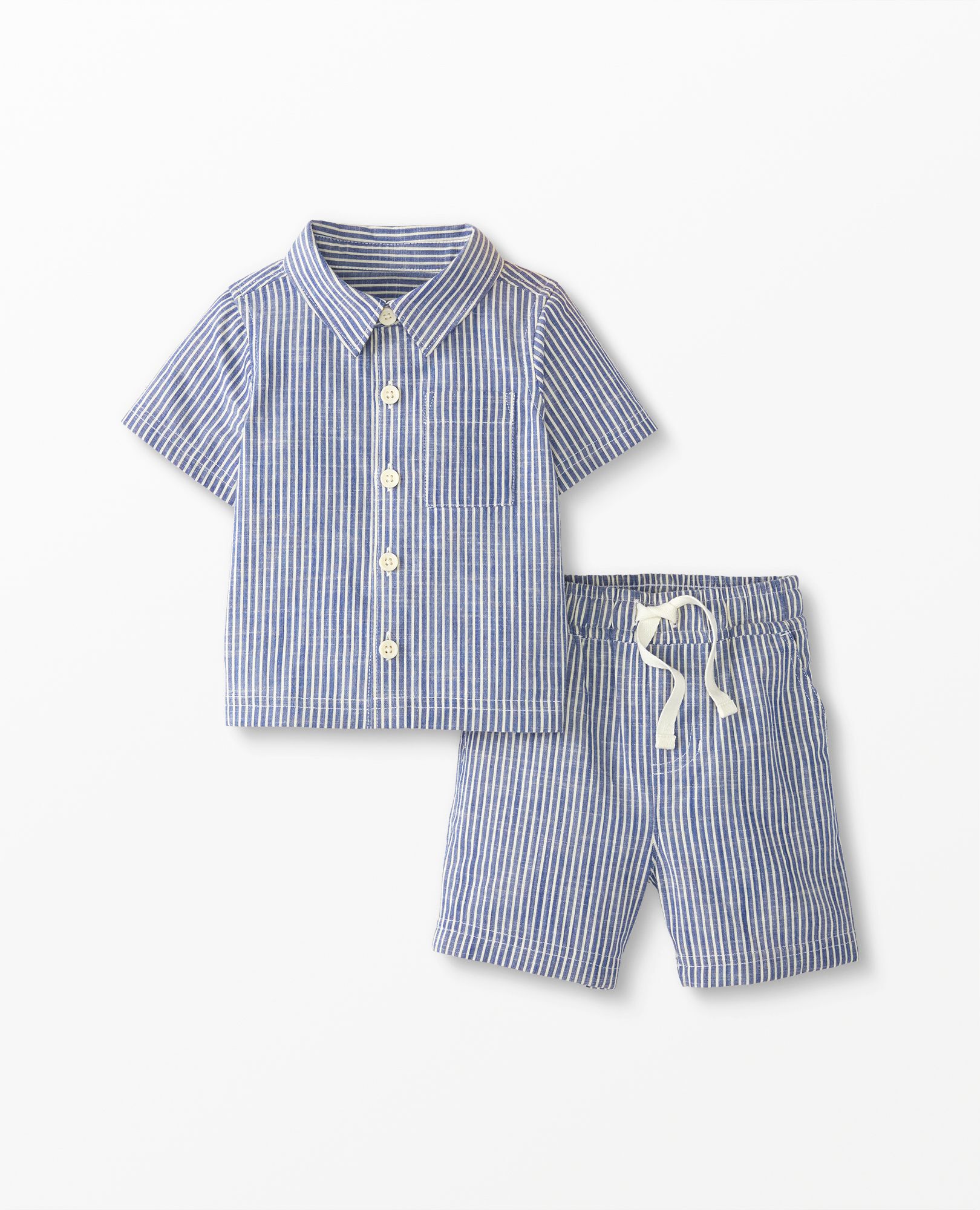 Baby Poplin Button Up Shirt & Shorts Set