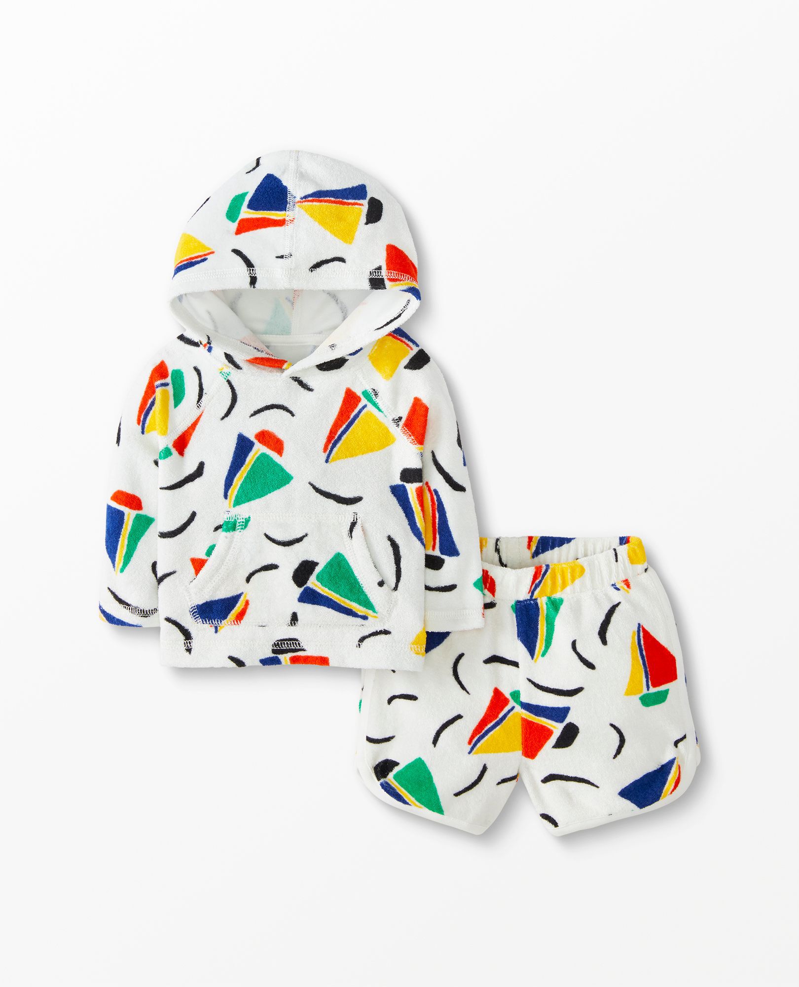 Baby Print Loop Terry Hoodie & Shorts Set