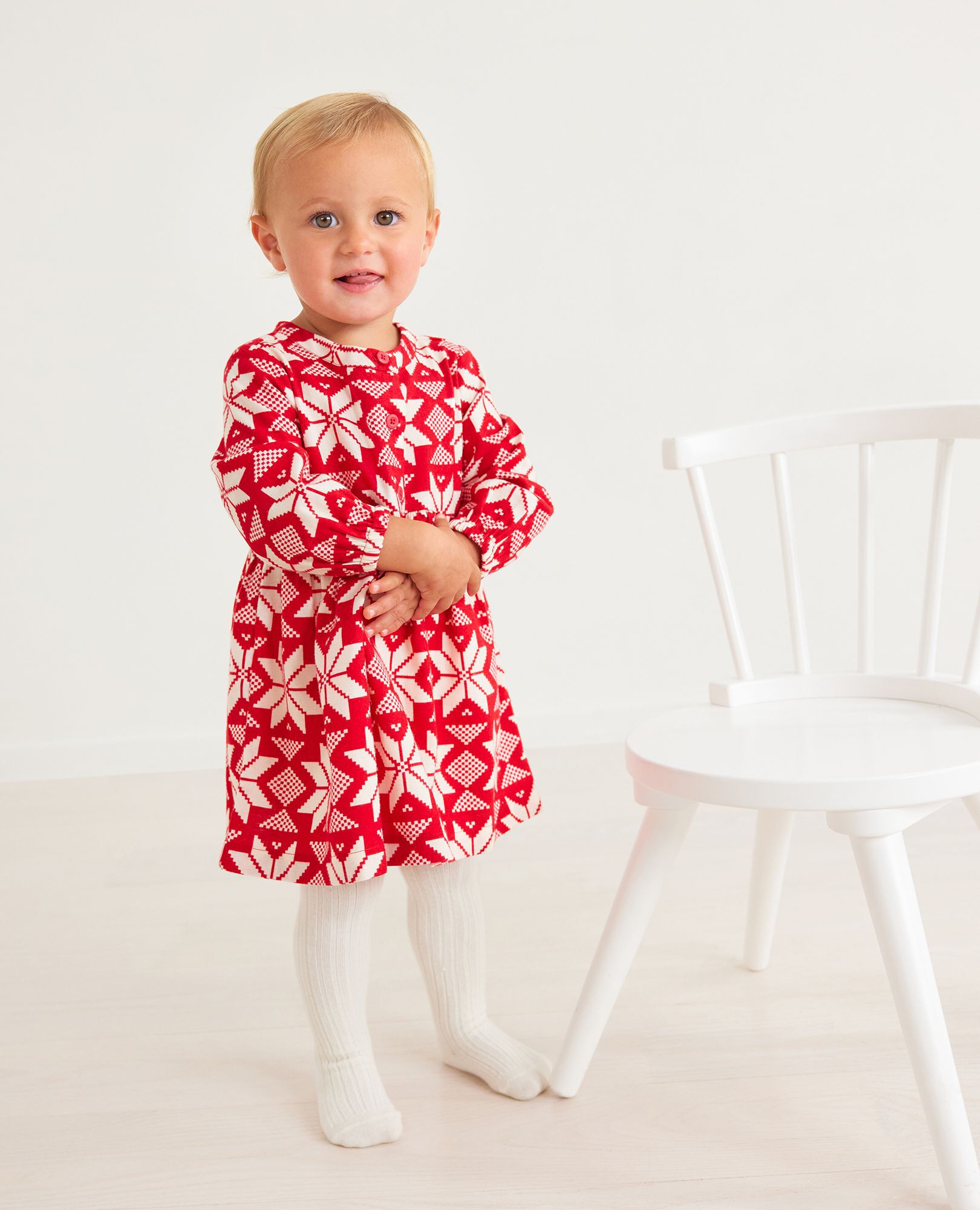 Baby Button Front Woven Flannel Dress