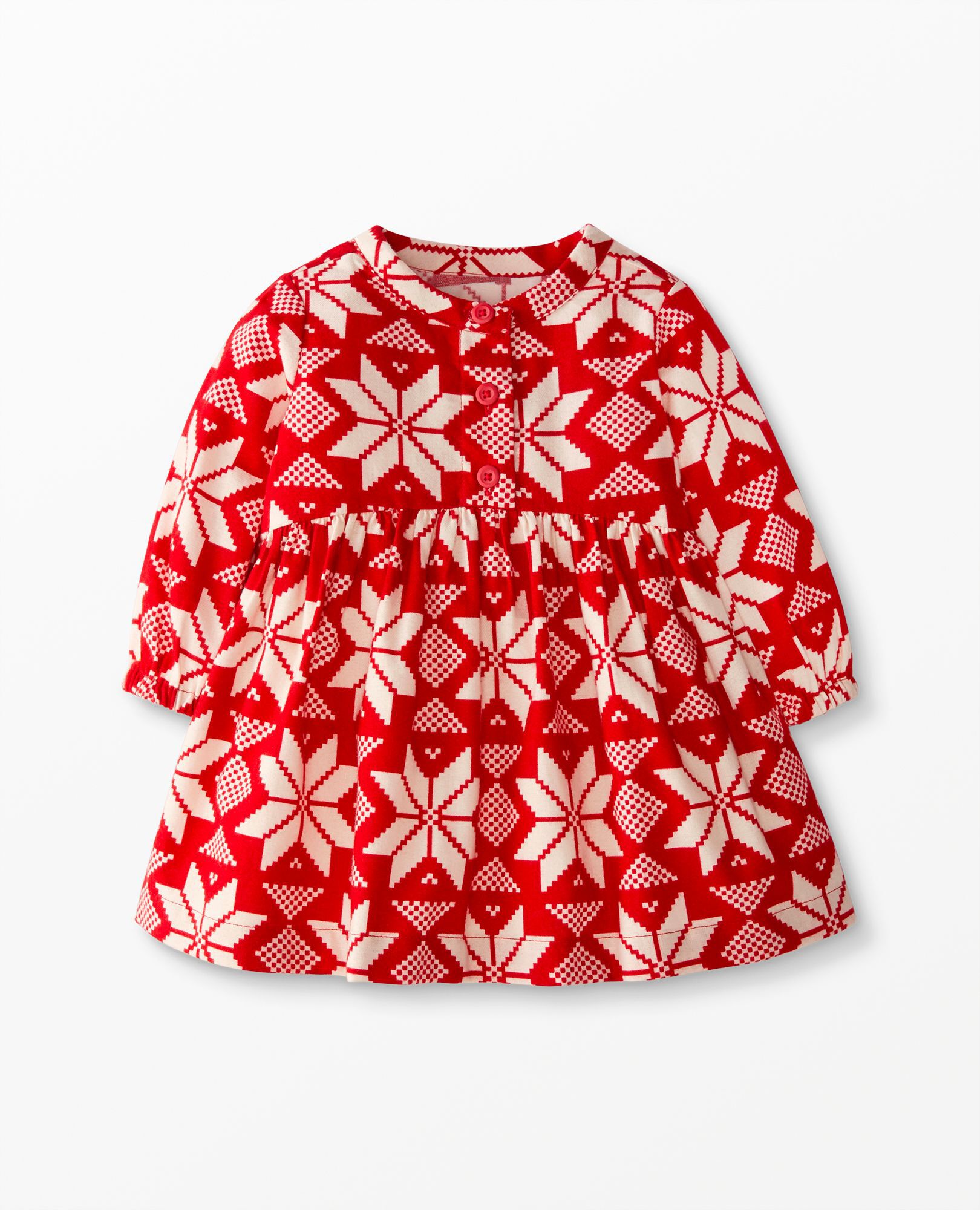 Baby Button Front Woven Flannel Dress